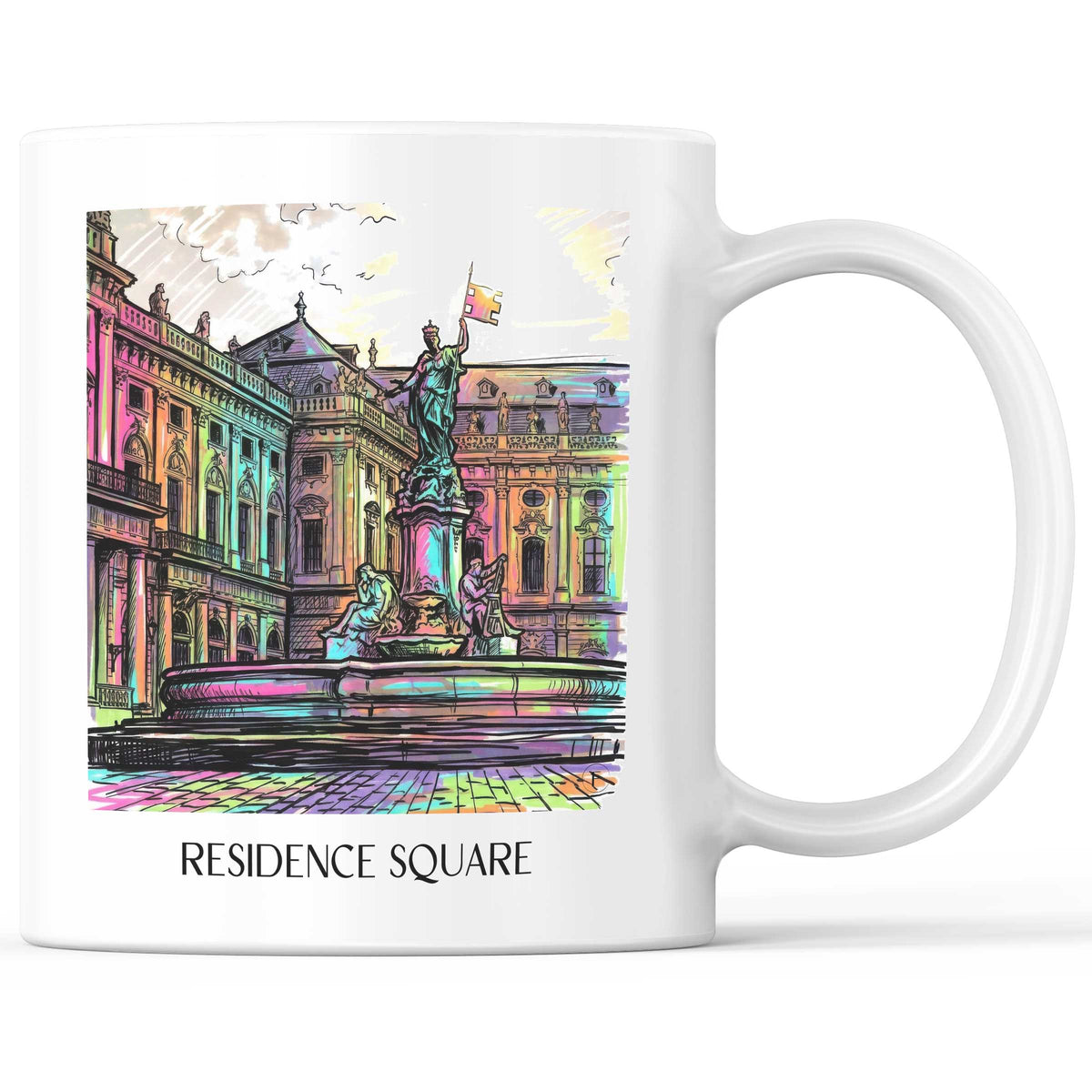 Residenzplatz Kaffeebecher - Würzburg - Deutschland Becher - Kaffeetasse im Tag Graffiti Stil - favplace