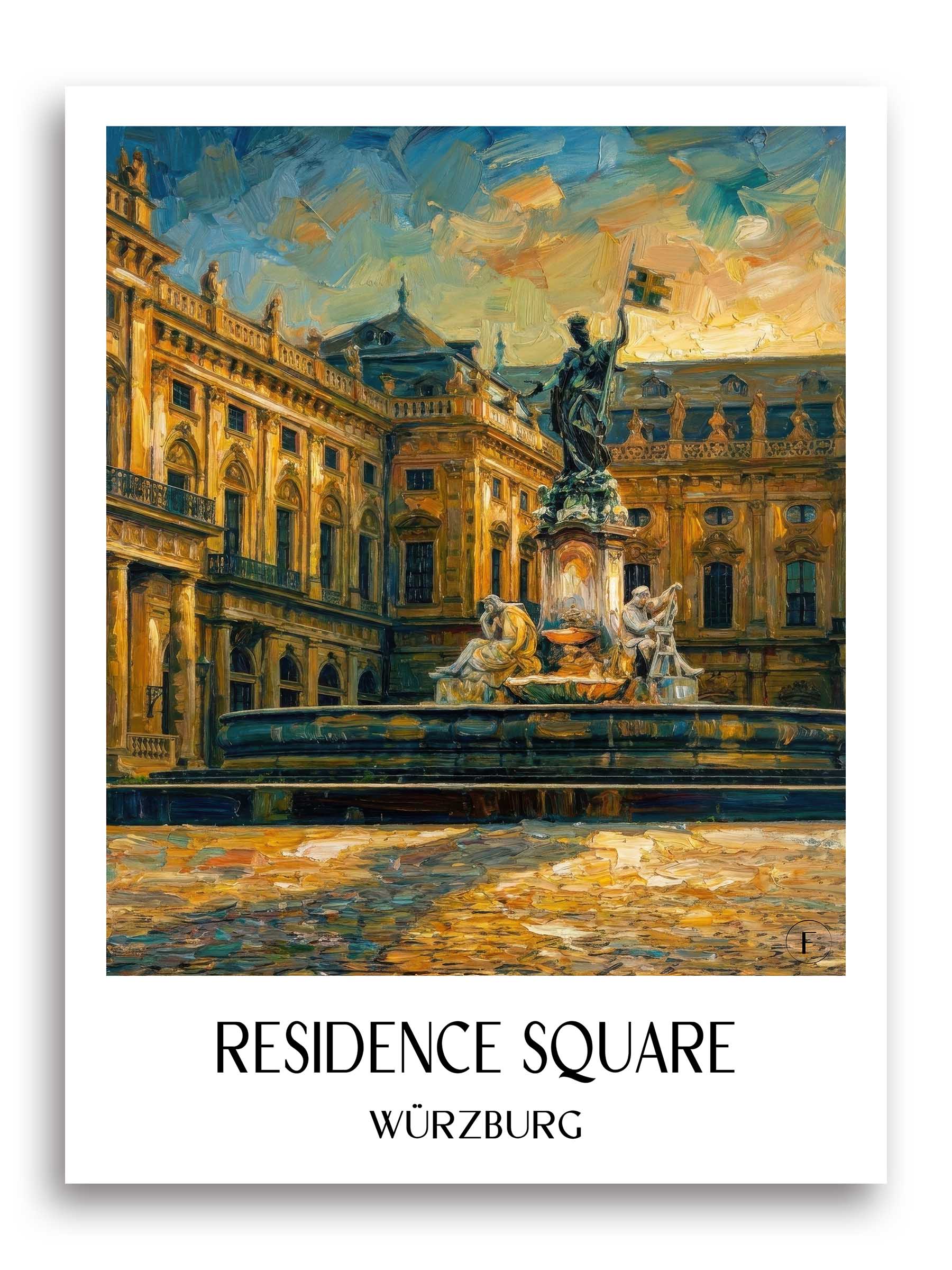 Residenzplatz Poster - Würzburg - Deutschland Kunstdruck - Ölgemälde von A4 bis A1 - favplace