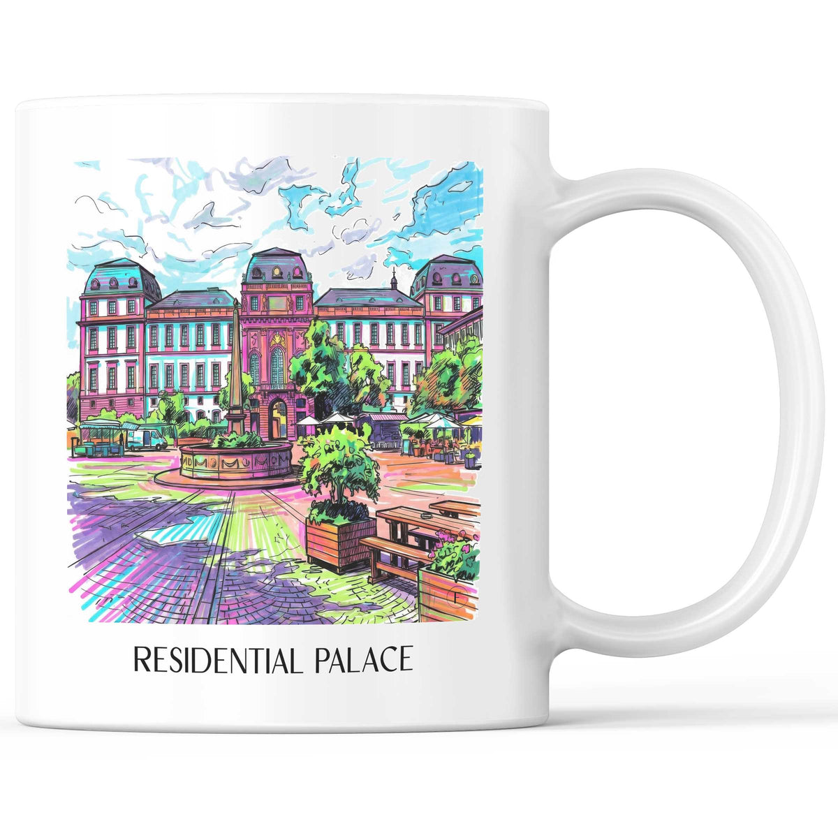 Residenzschloss Kaffeebecher - Darmstadt - Deutschland Becher - Kaffeetasse im Tag Graffiti Stil - favplace