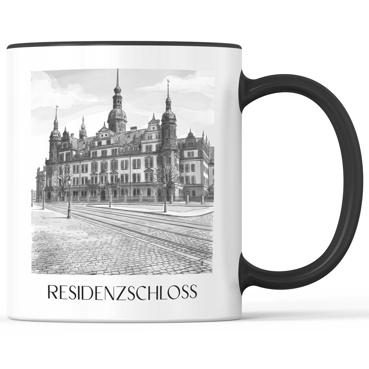 residenzschloss-dresden-deutschland-kaffeebecher-aquarell-schwarz-weiss