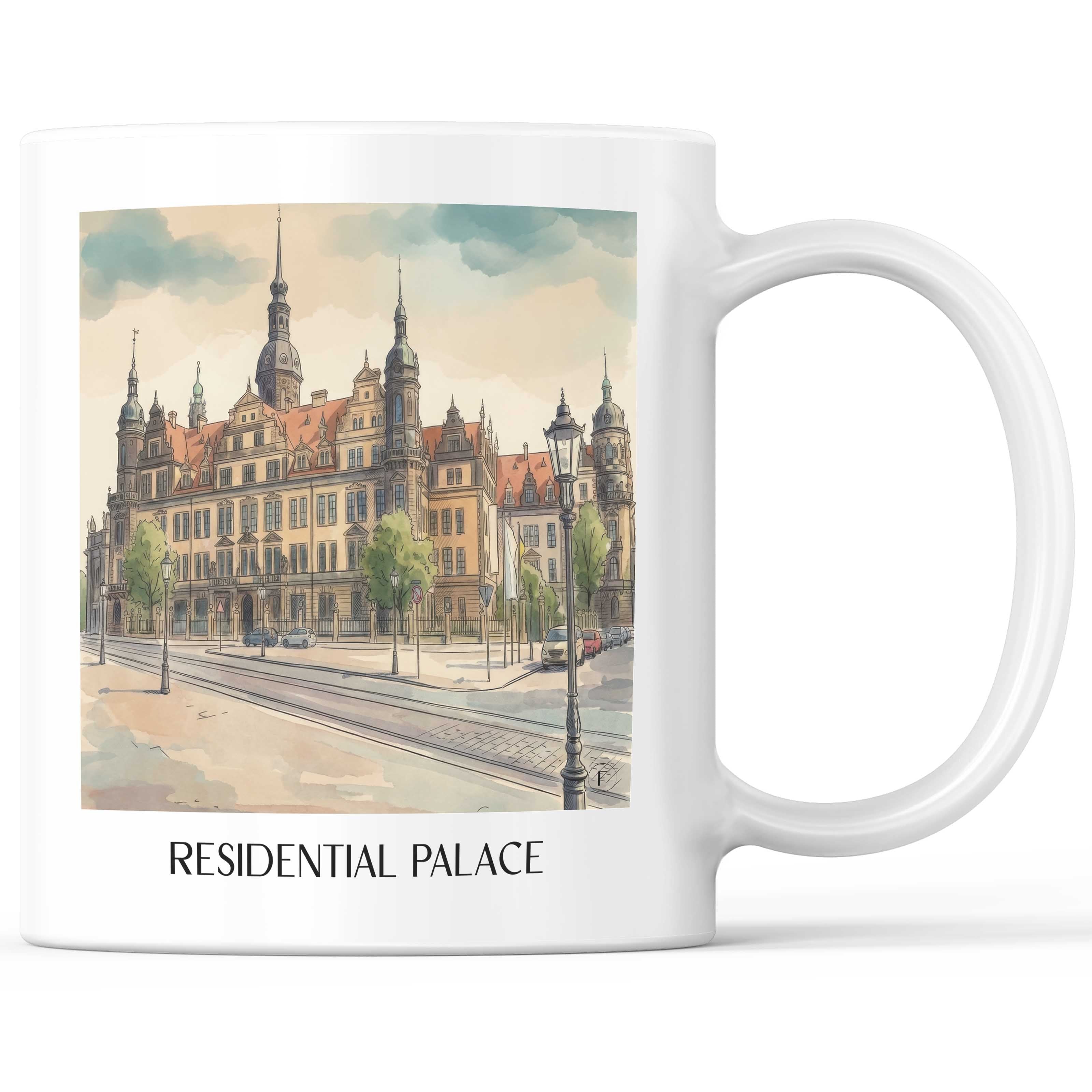Residenzschloss Kaffeebecher - Dresden - Deutschland Becher - Kaffeetasse im Aquarell Stil - favplace