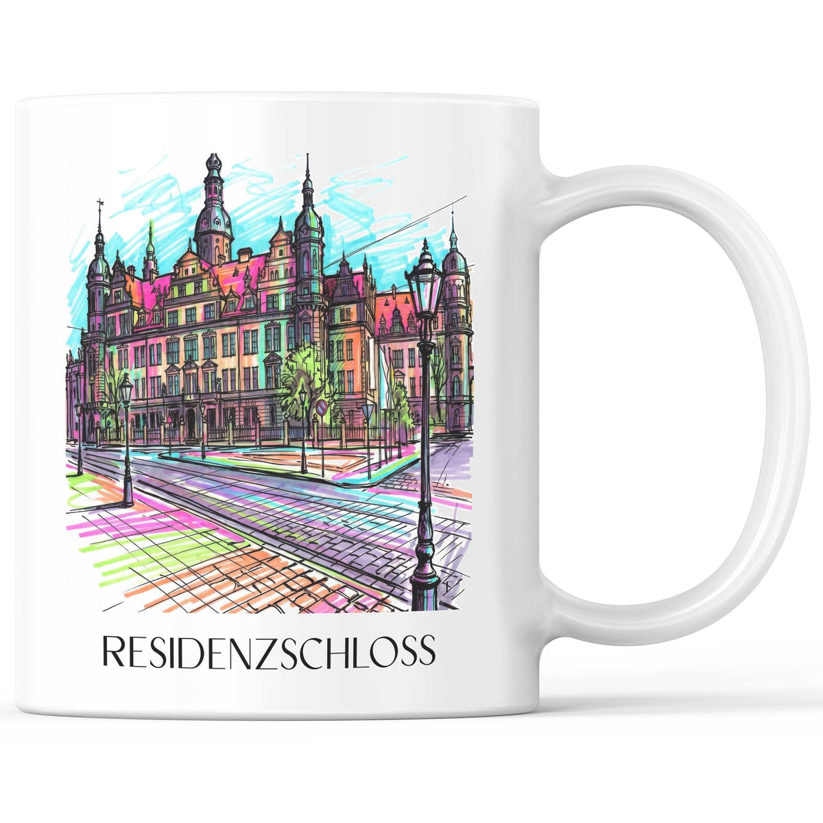 Residenzschloss Kaffeebecher - Dresden - Deutschland Becher - Kaffeetasse im Tag Graffiti Stil - favplace