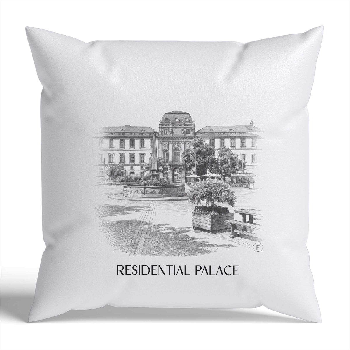 Residenzschloss Kissenhülle - Zierkissen Bezug - Darmstadt - Deutschland Kissen bzw. Kissenbezug im Zeichnung Stil - favplace