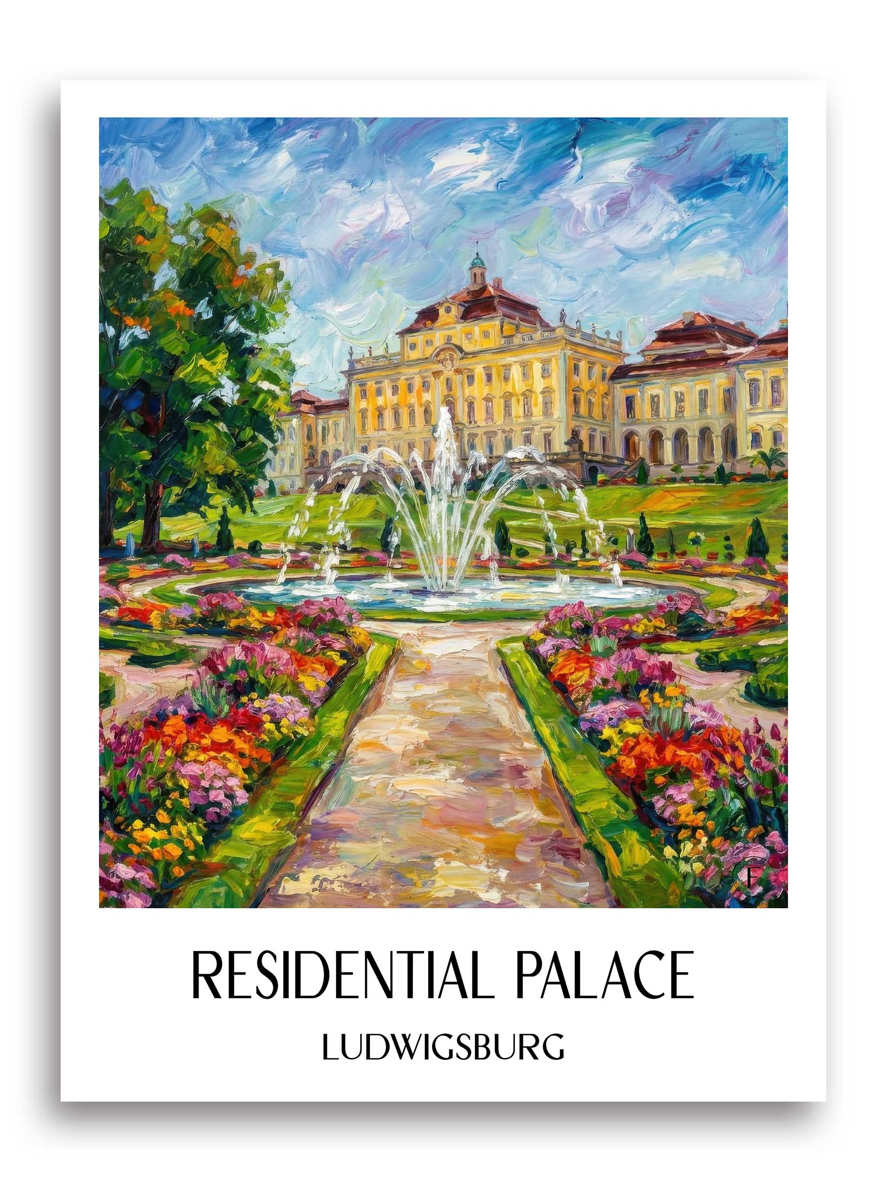 Residenzschloss Poster - Ludwigsburg - Deutschland Kunstdruck - Ölgemälde von A4 bis A1 - favplace