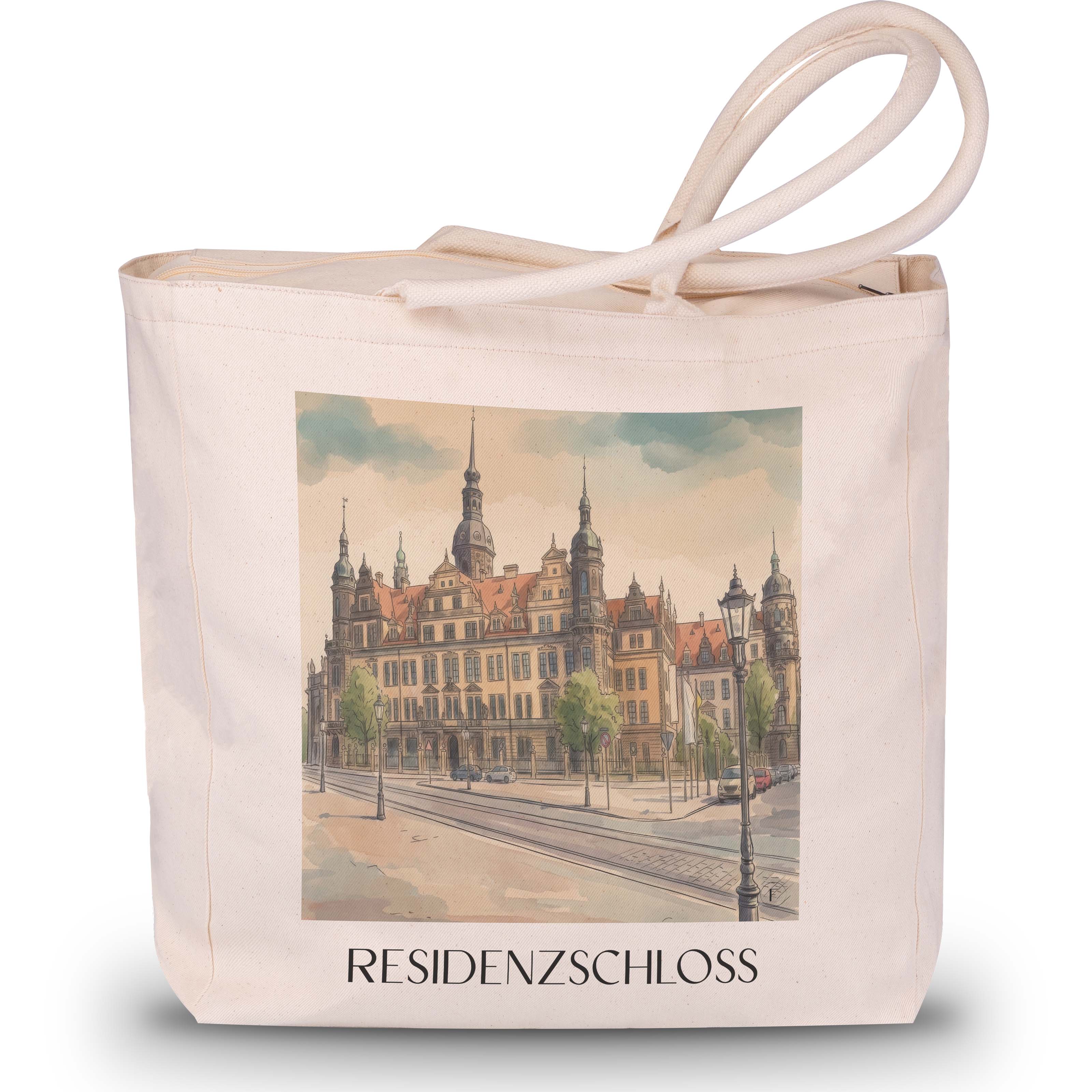 residenzschloss-dresden-deutschland-einkaufstasche-aquarell