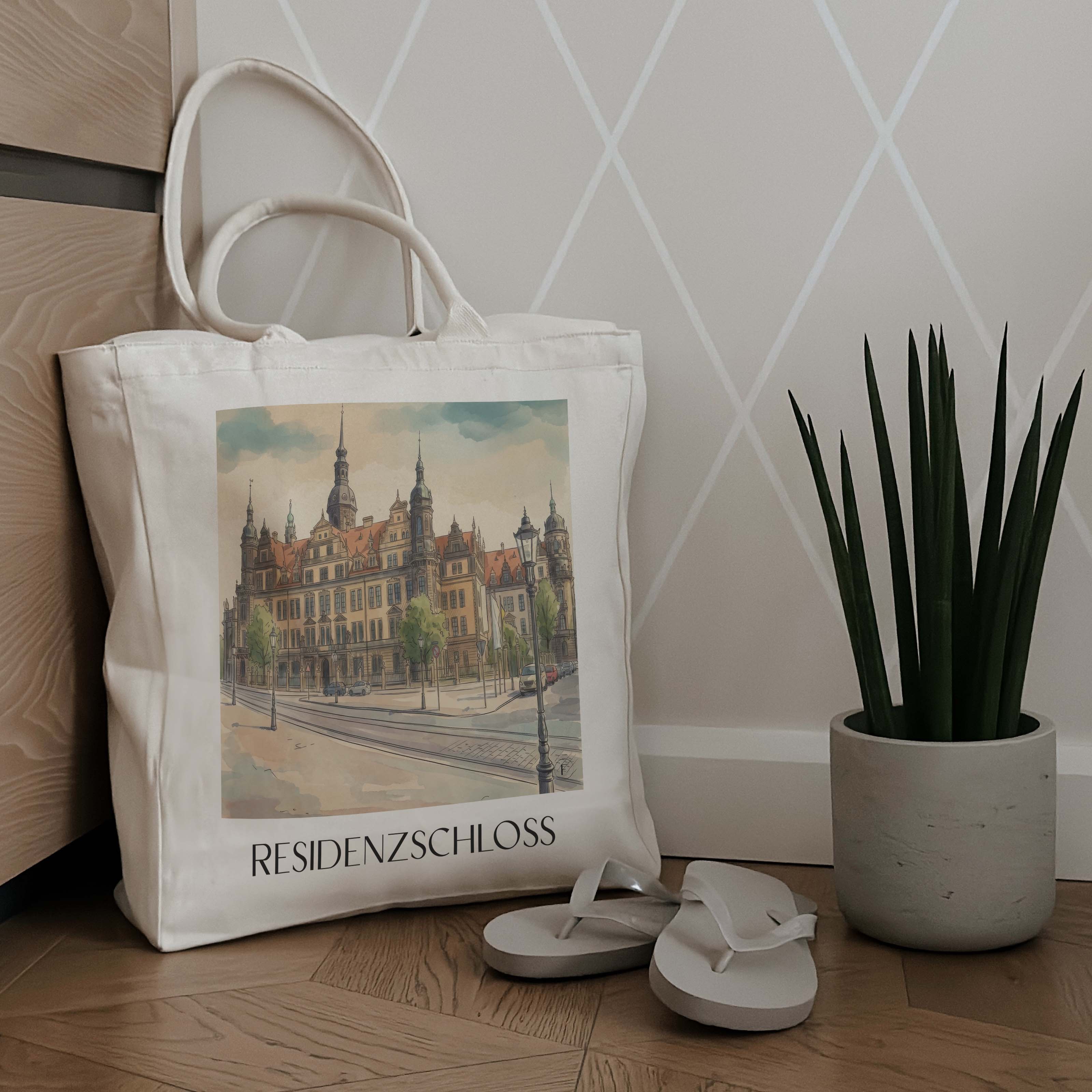 residenzschloss-dresden-deutschland-einkaufstasche-aquarell