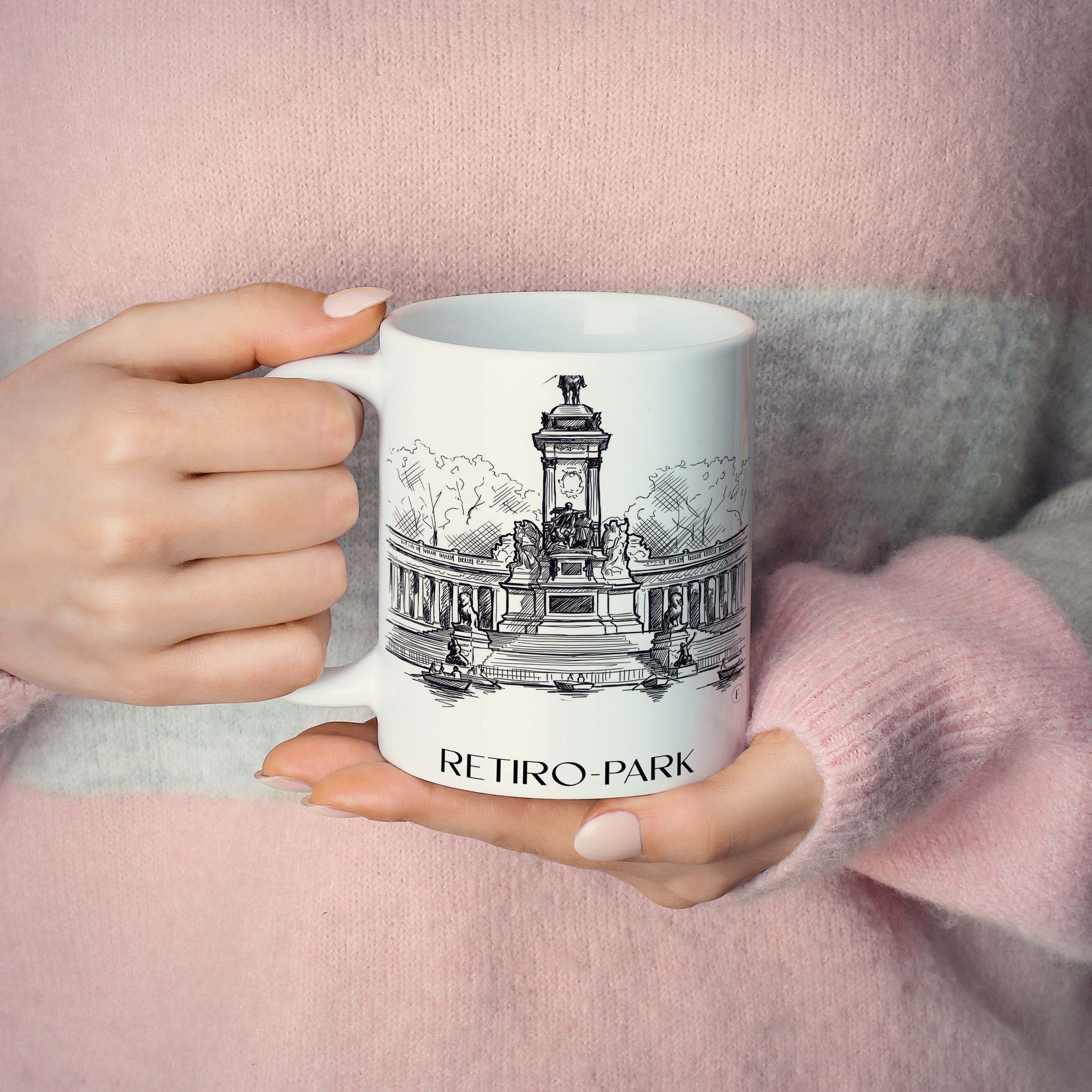 retiro-park-madrid-spanien-kaffeebecher-skizze