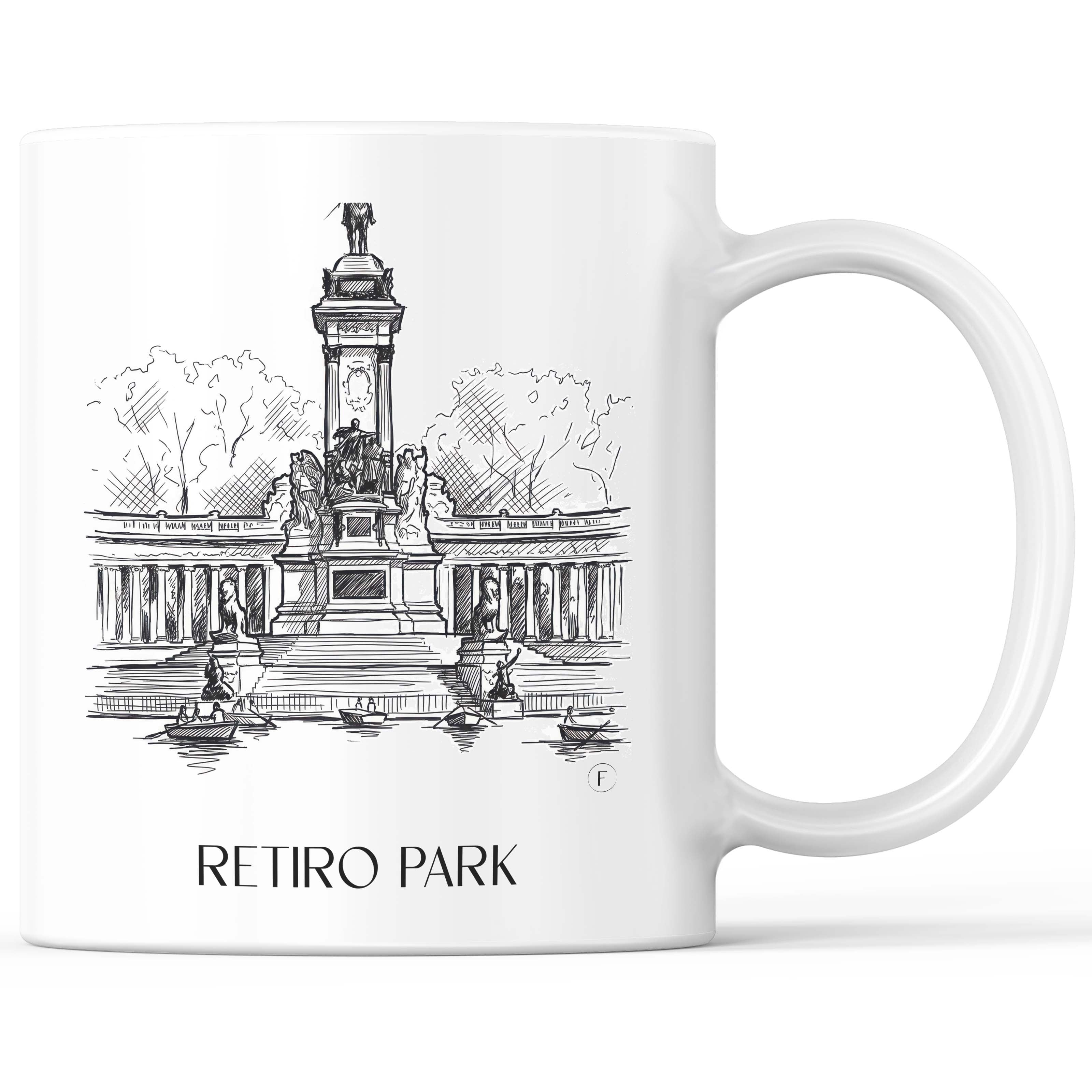 Retiro Park Kaffeebecher - Madrid - Spanien Becher - Kaffeetasse im Skizze Stil - favplace