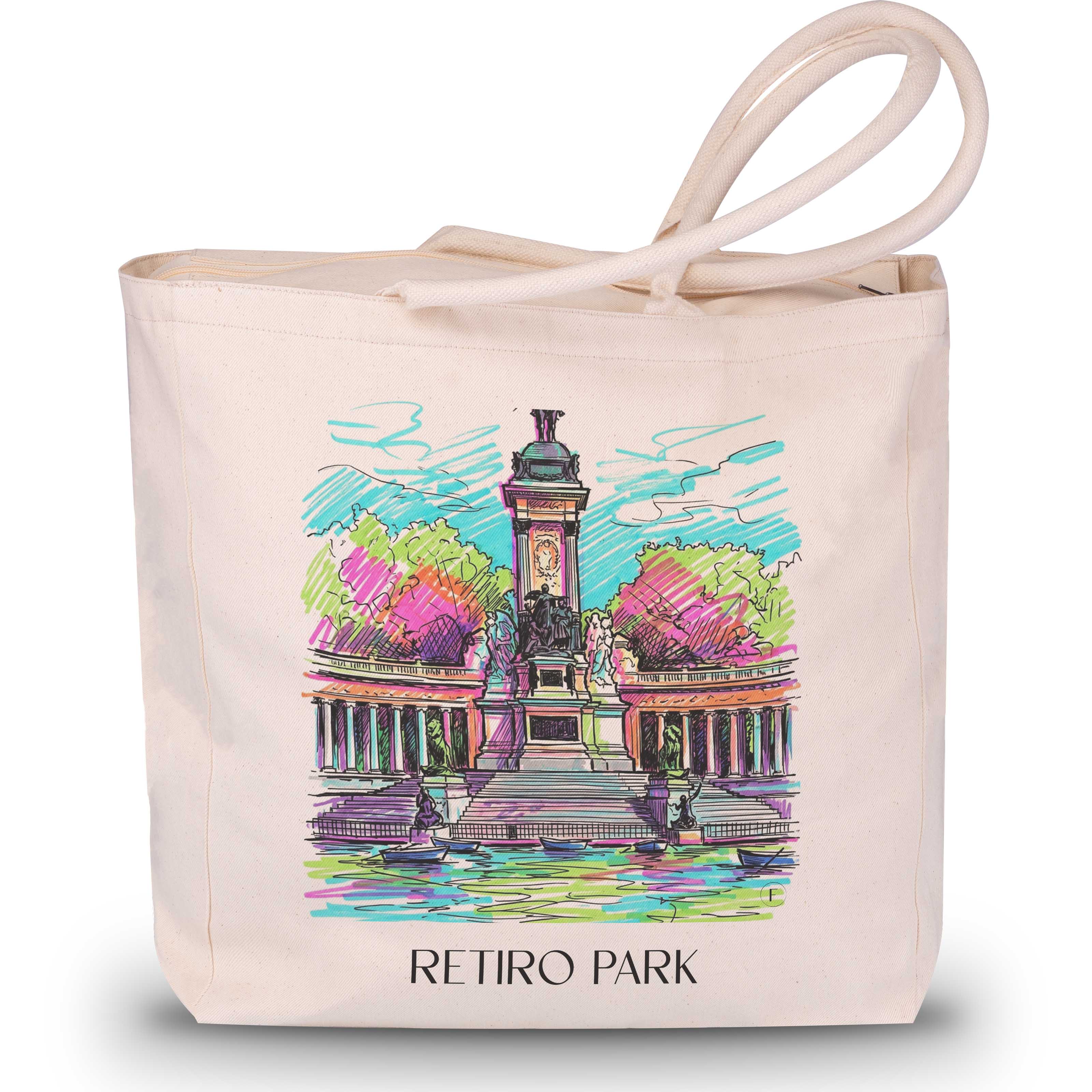 Retiro Park Shopping Tasche - Madrid - Spanien Tote Bag - Einkaufstasche im Tag Graffiti Stil - favplace
