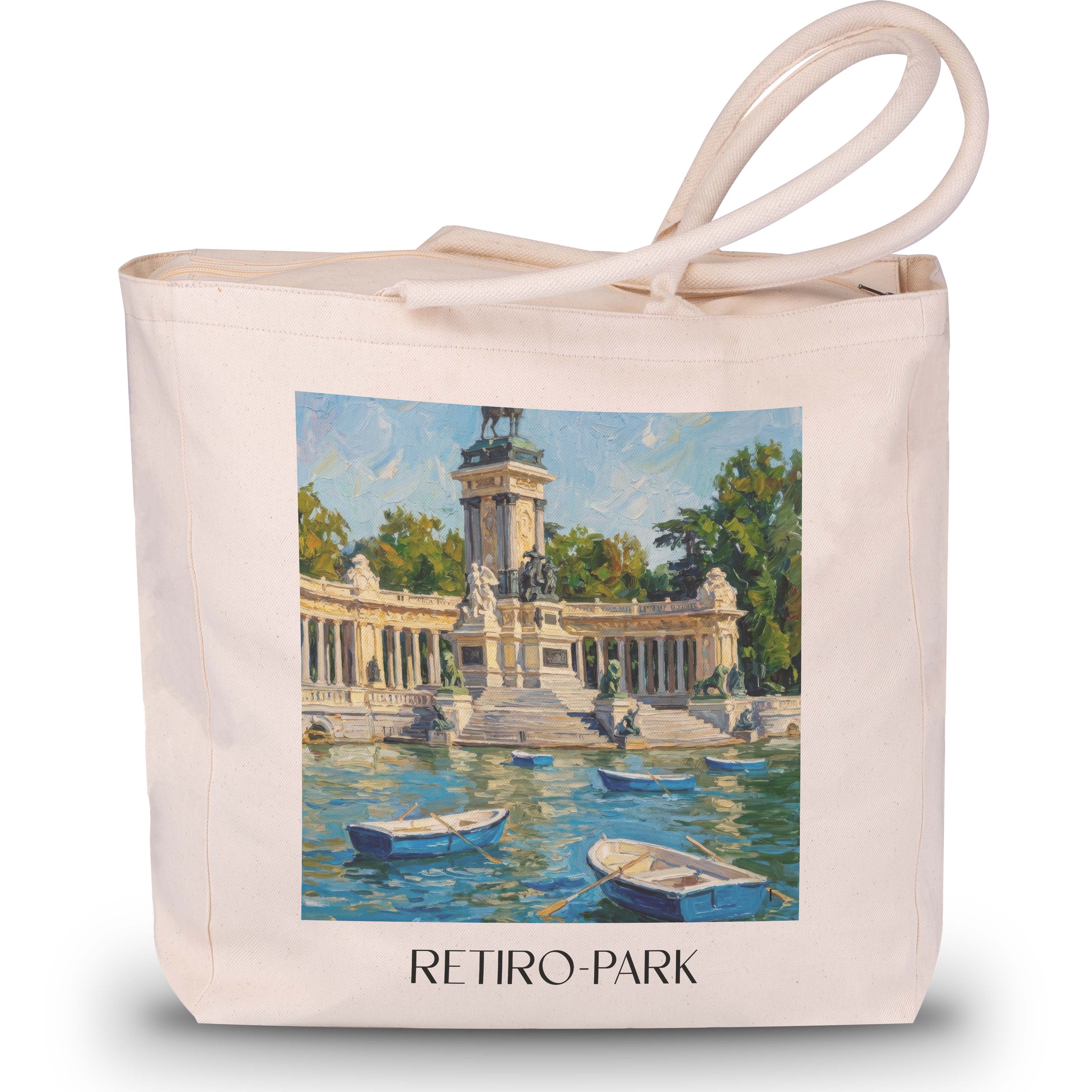 retiro-park-madrid-spanien-einkaufstasche-oil-painting-oelgemaelde