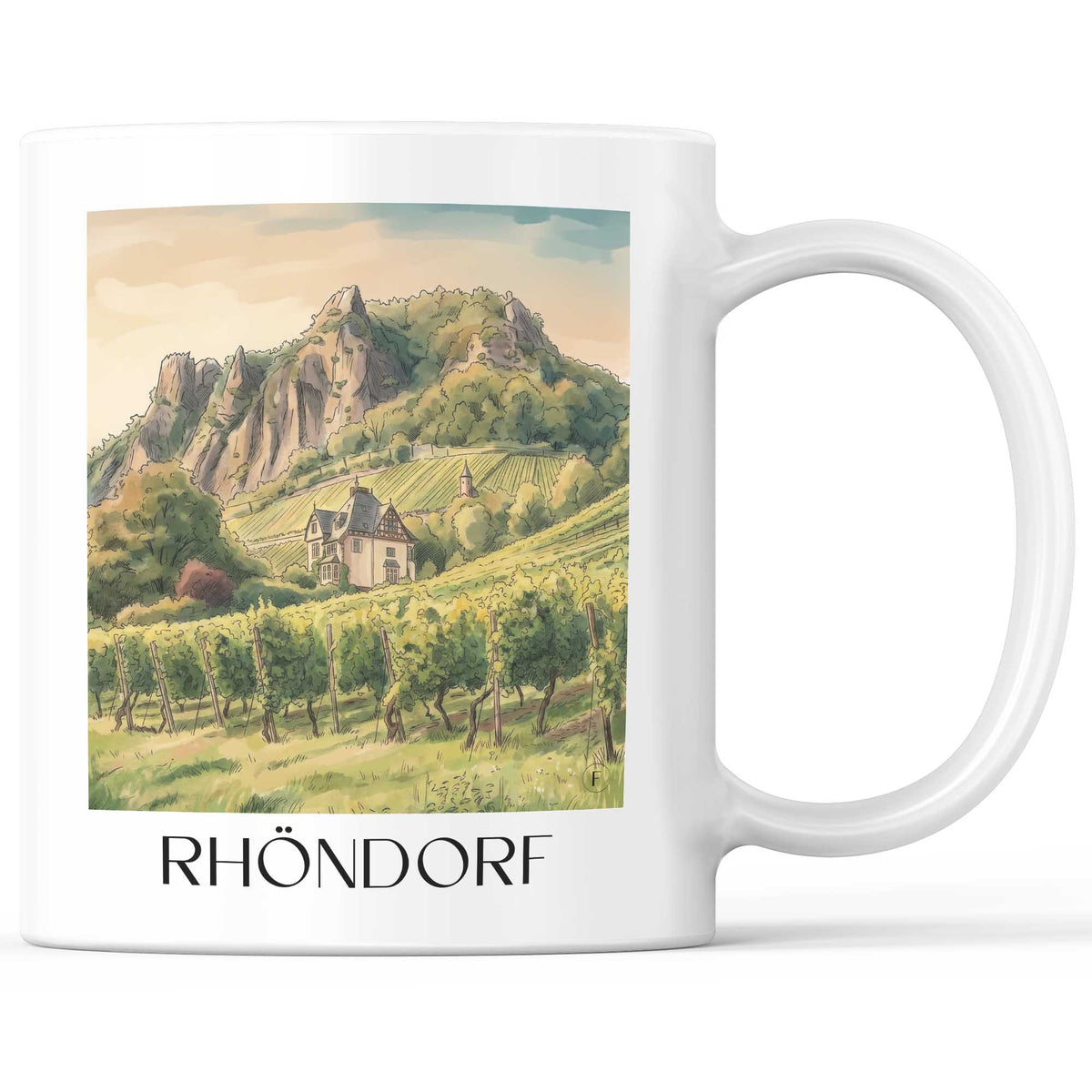 Rhöndorf Kaffeebecher - Rheinland - Deutschland Becher - Kaffeetasse im Aquarell Stil - favplace