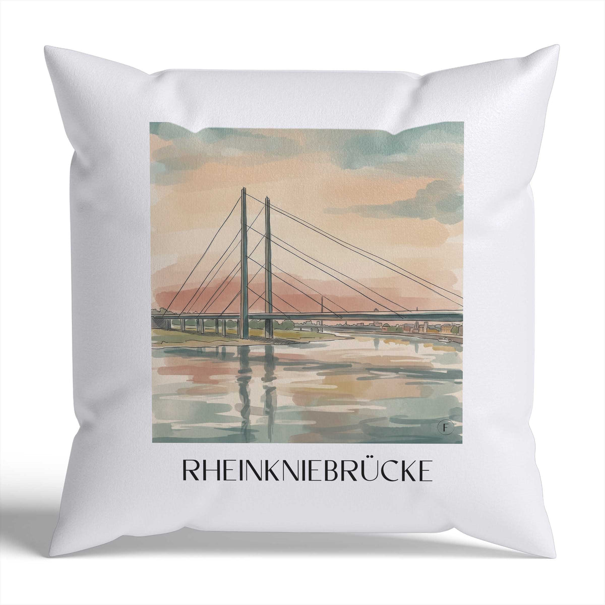 rheinkniebrücke-düsseldorf-deutschland-kissenbezug-aquarell