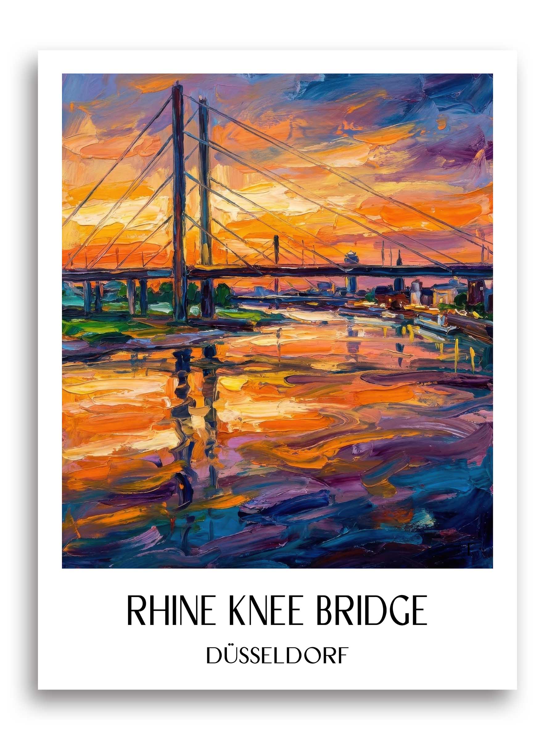 Rheinkniebrücke Poster - Düsseldorf - Deutschland Kunstdruck - Ölgemälde von A4 bis A1 - favplace