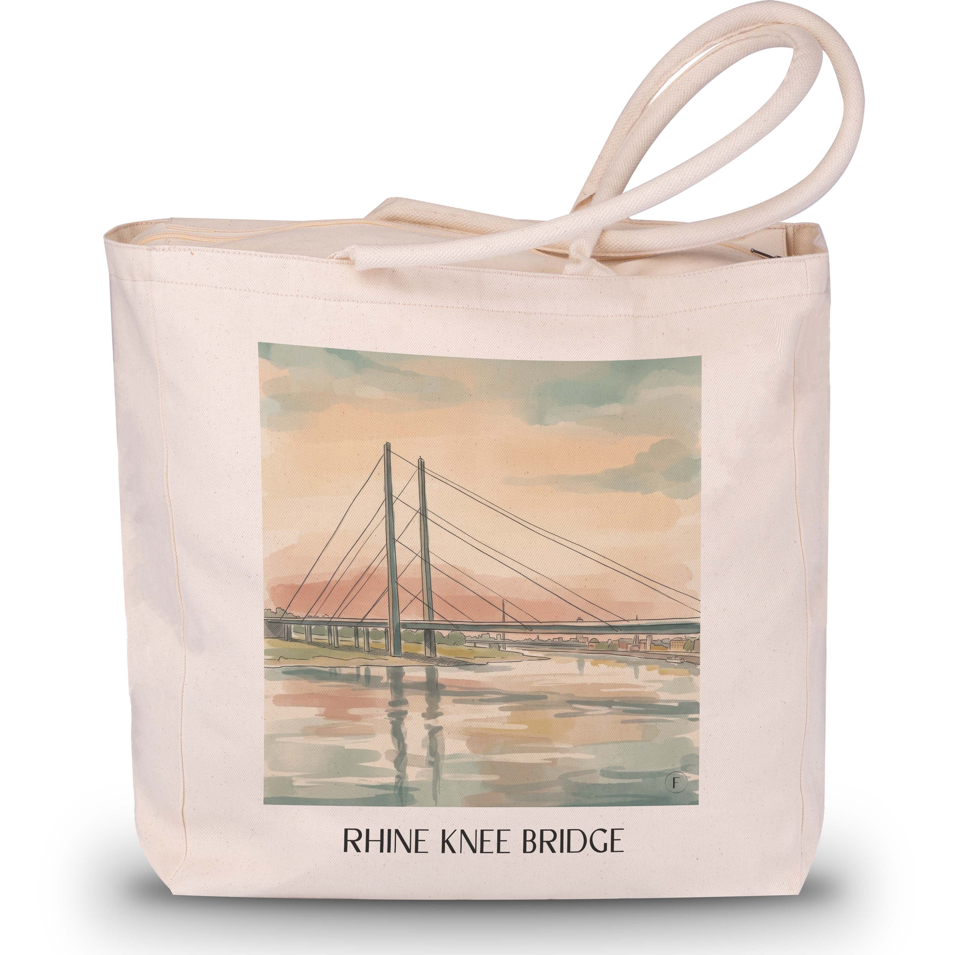 Rheinkniebrücke Shopping Tasche - Düsseldorf - Deutschland Tote Bag - Einkaufstasche im Aquarell Stil - favplace