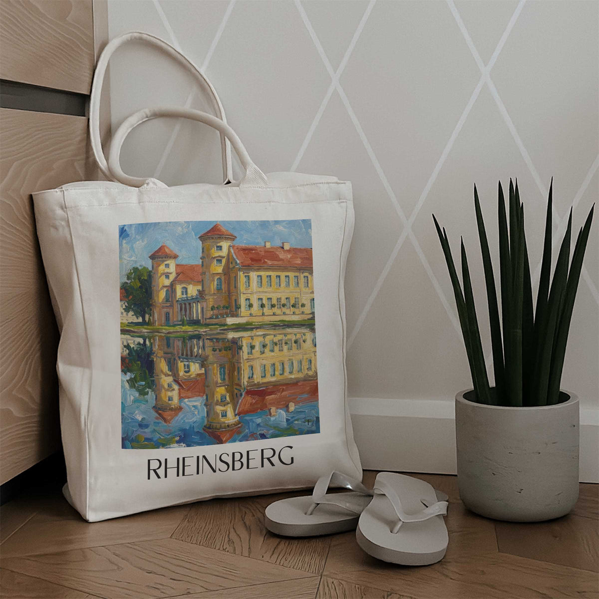 rheinsberg-brandenburg-deutschland-einkaufstasche-oil-painting-oelgemaelde