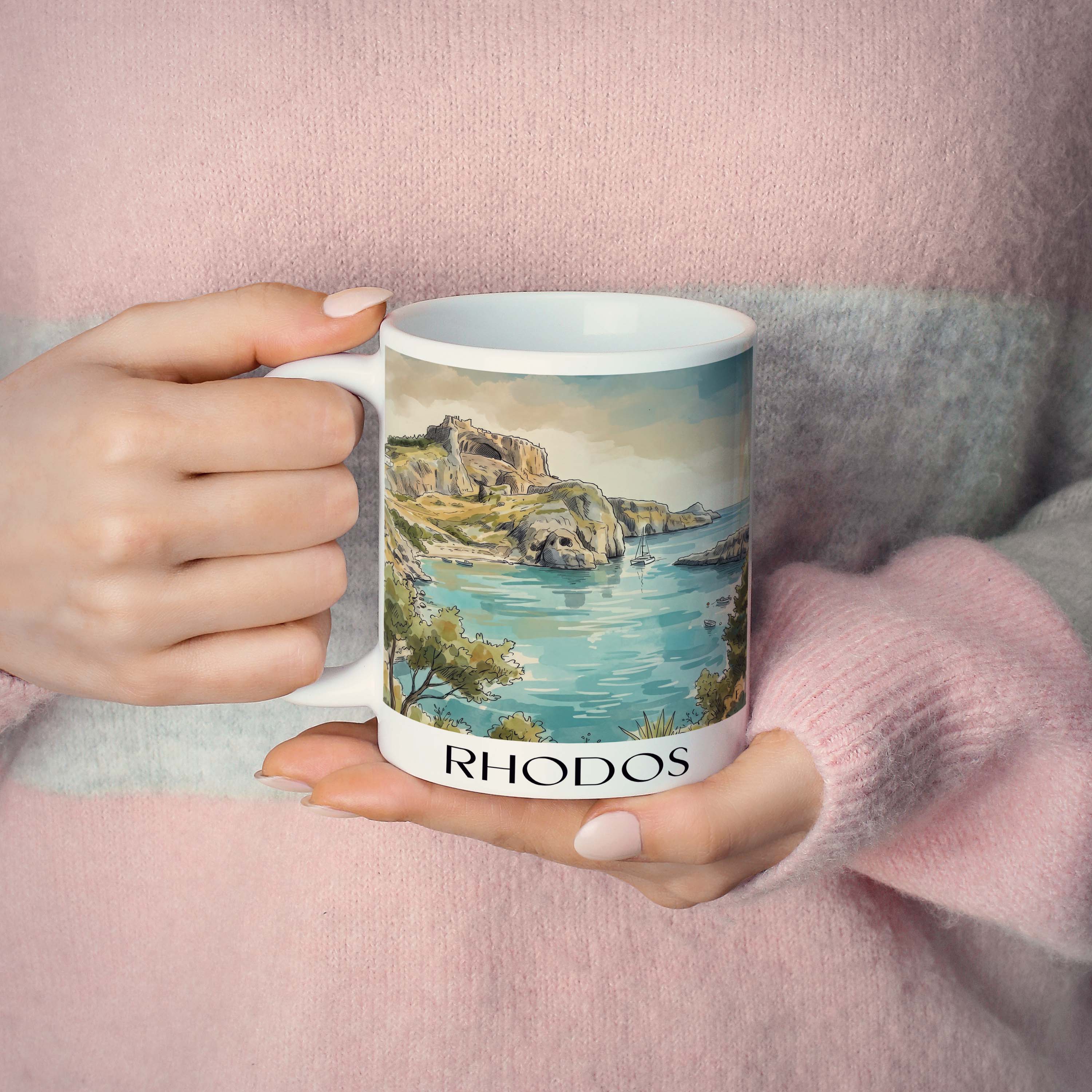 rhodos-griechenland-kaffeebecher-aquarell