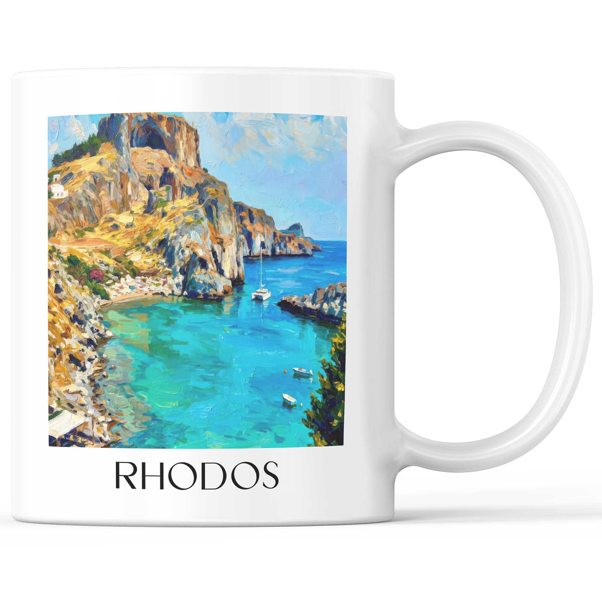 Rhodos - Griechenland Becher - Kaffeetasse im Ölgemälde Stil - favplace