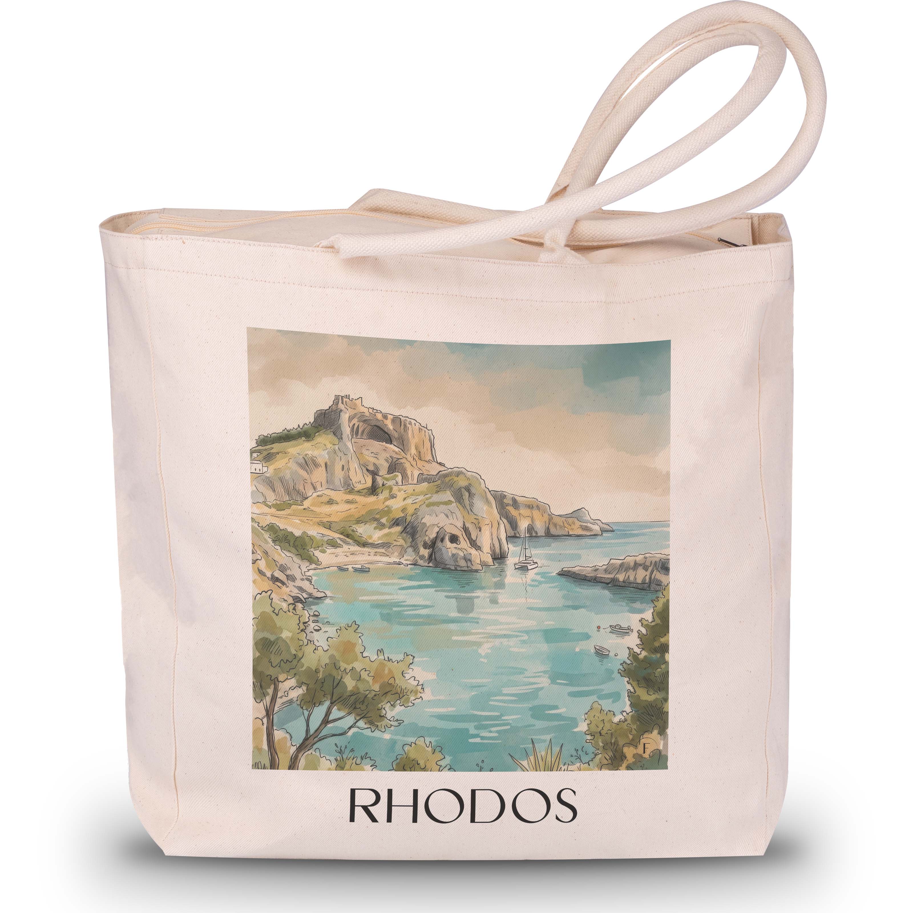 rhodos-griechenland-einkaufstasche-aquarell