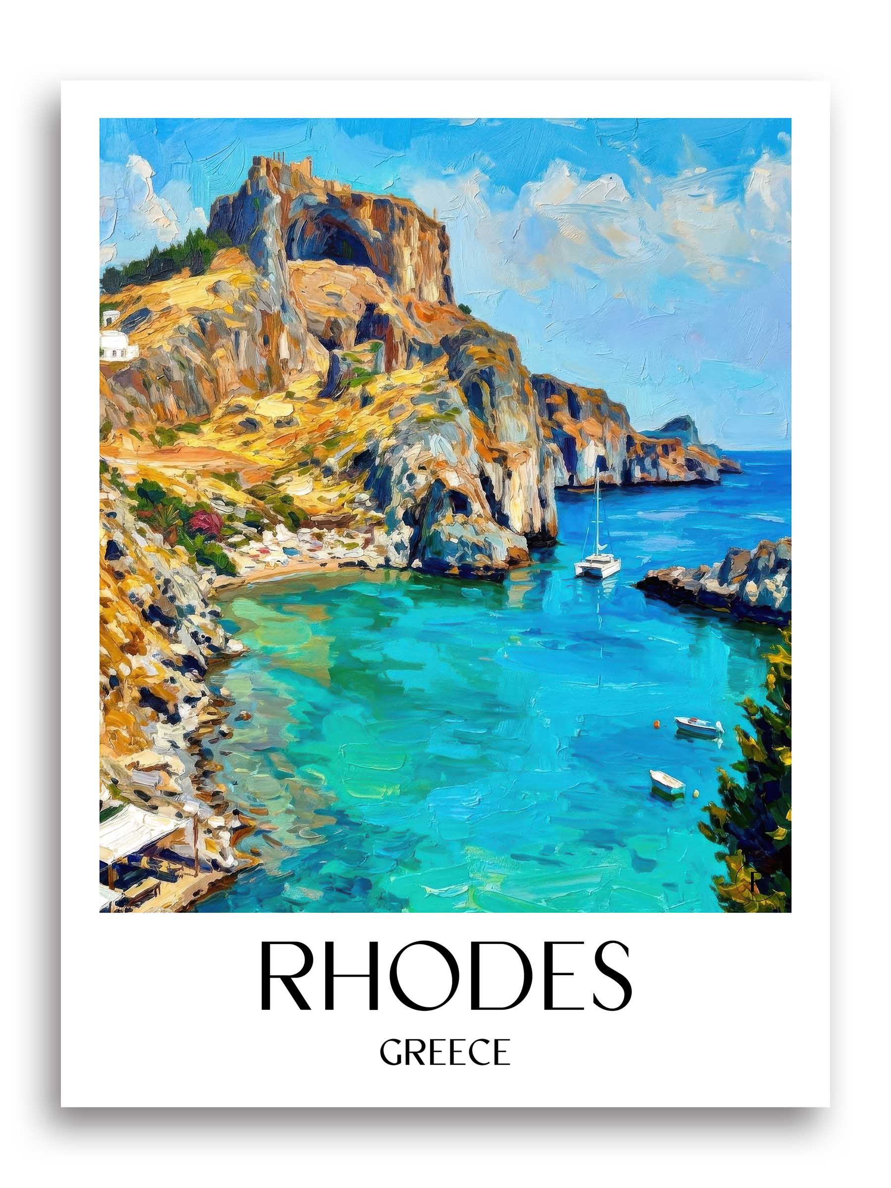 Rhodos Poster - - Griechenland Kunstdruck - Ölgemälde von A4 bis A1 - favplace
