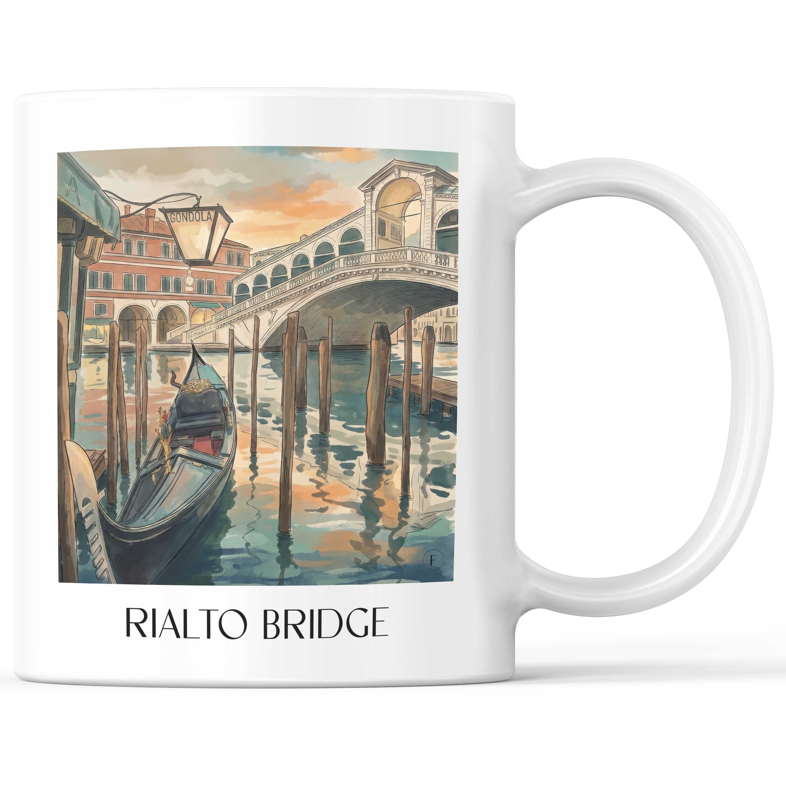 Rialtobrücke Kaffeebecher - Venedig - Italien Becher - Kaffeetasse im Aquarell Stil - favplace
