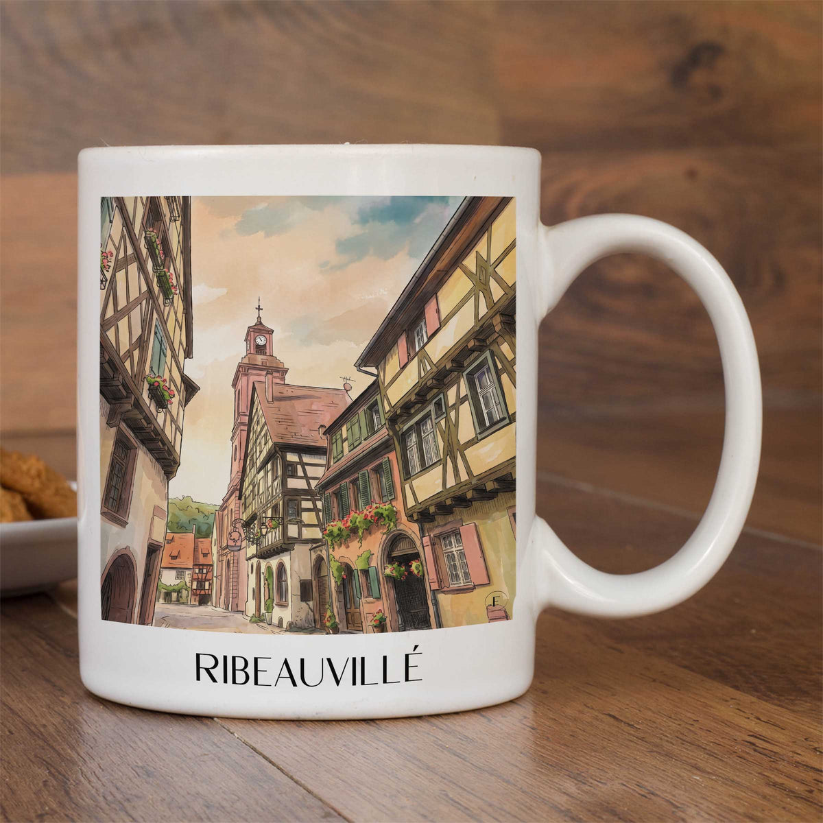 ribeauvillé-route-des-vins-d'alsace-frankreich-kaffeebecher-aquarell