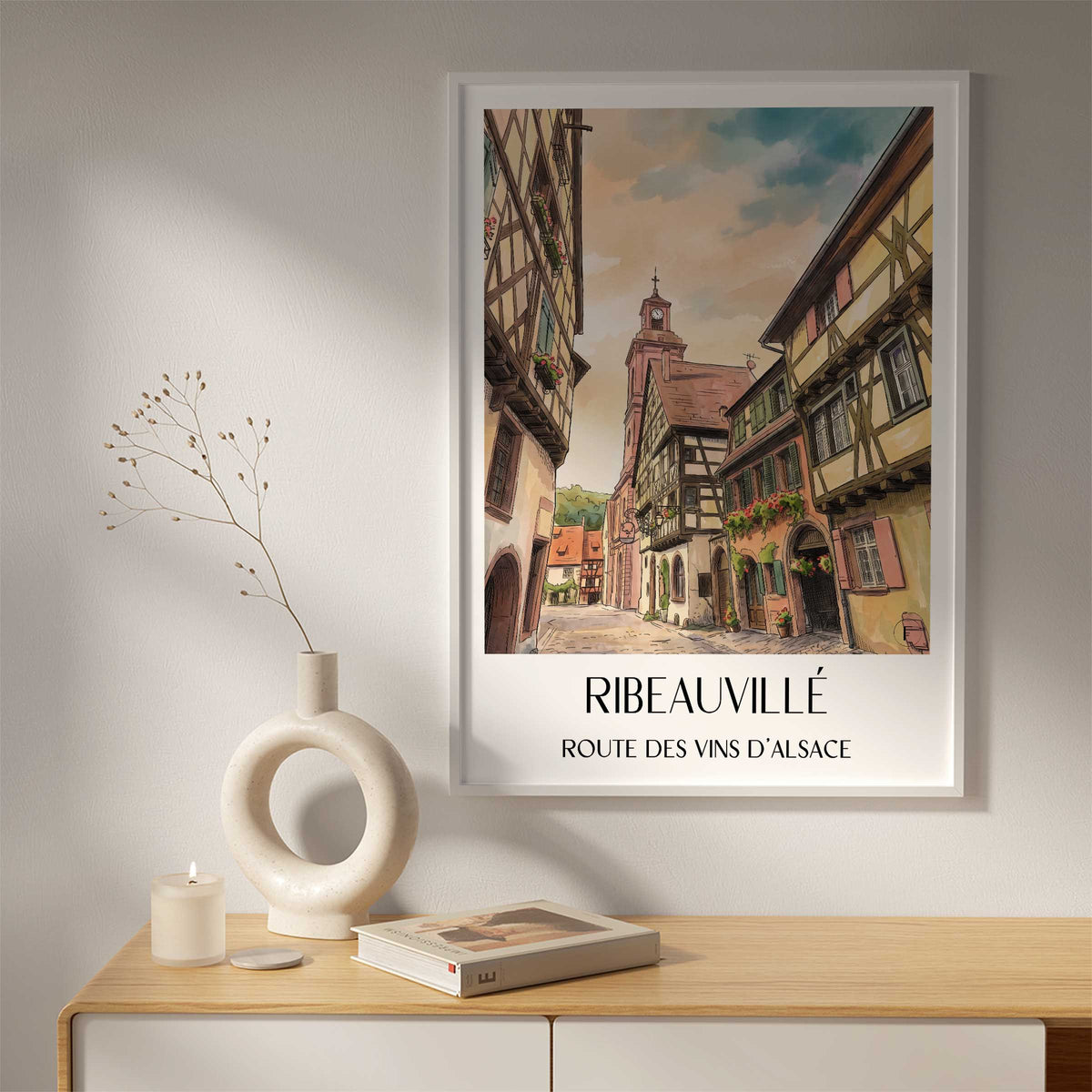ribeauvillé-route-des-vins-d'alsace-frankreich-poster-aquarell