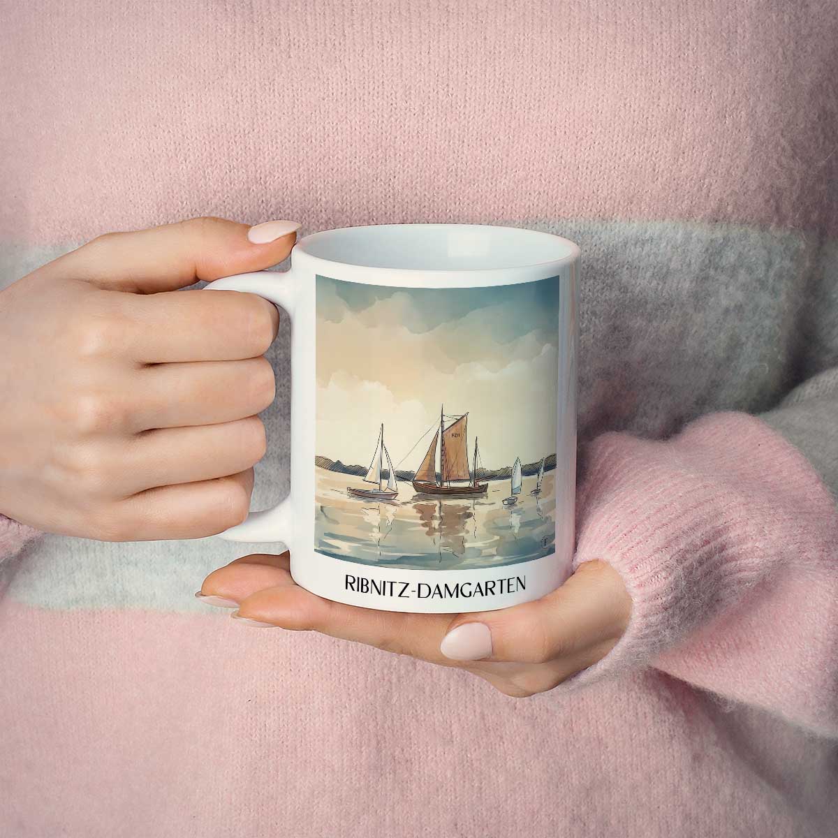 ribnitz-damgarten-mecklenburg-vorpommern-deutschland-kaffeebecher-aquarell