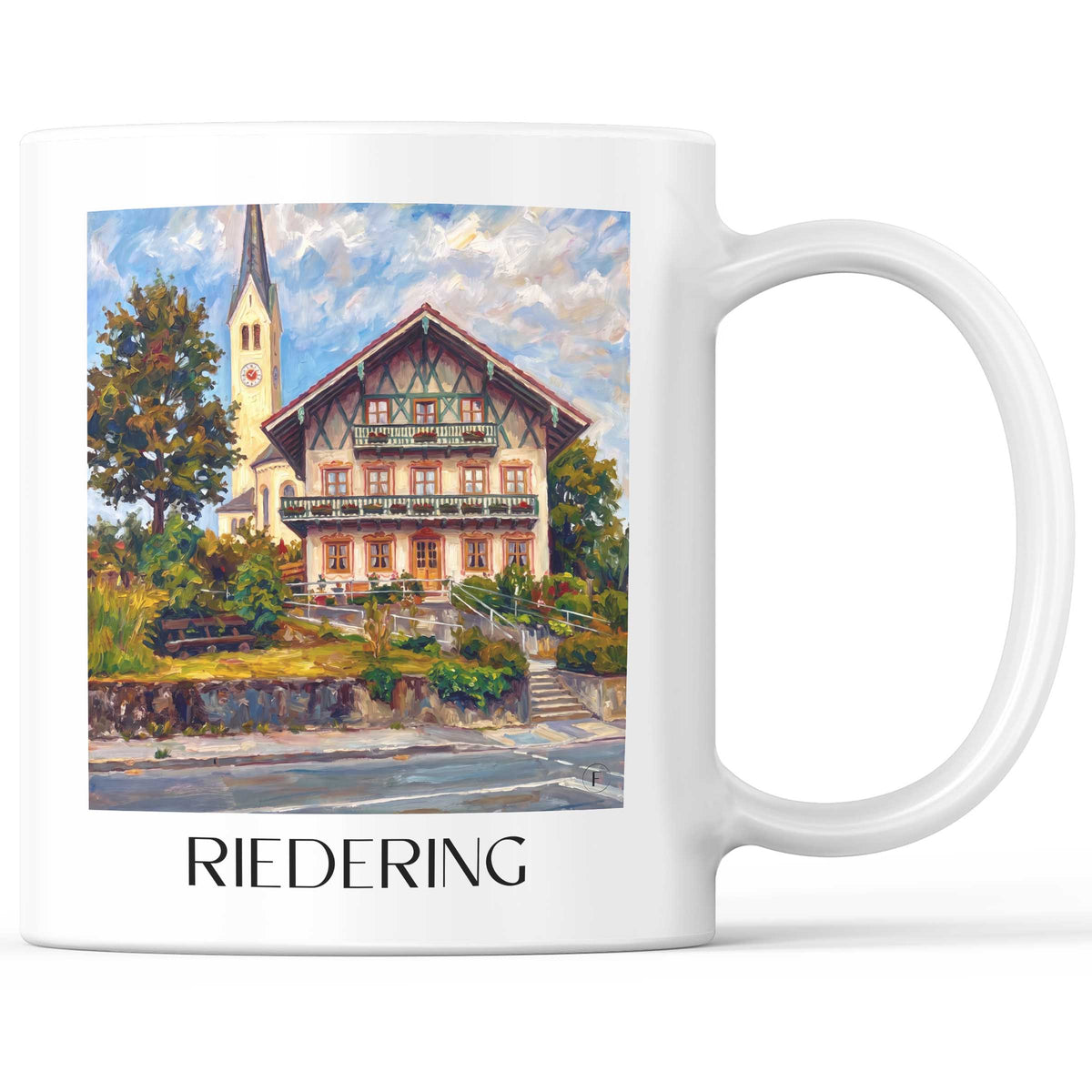 Riedering Kaffeebecher - Chiemgau - Deutschland Becher - Kaffeetasse im Ölgemälde Stil - favplace