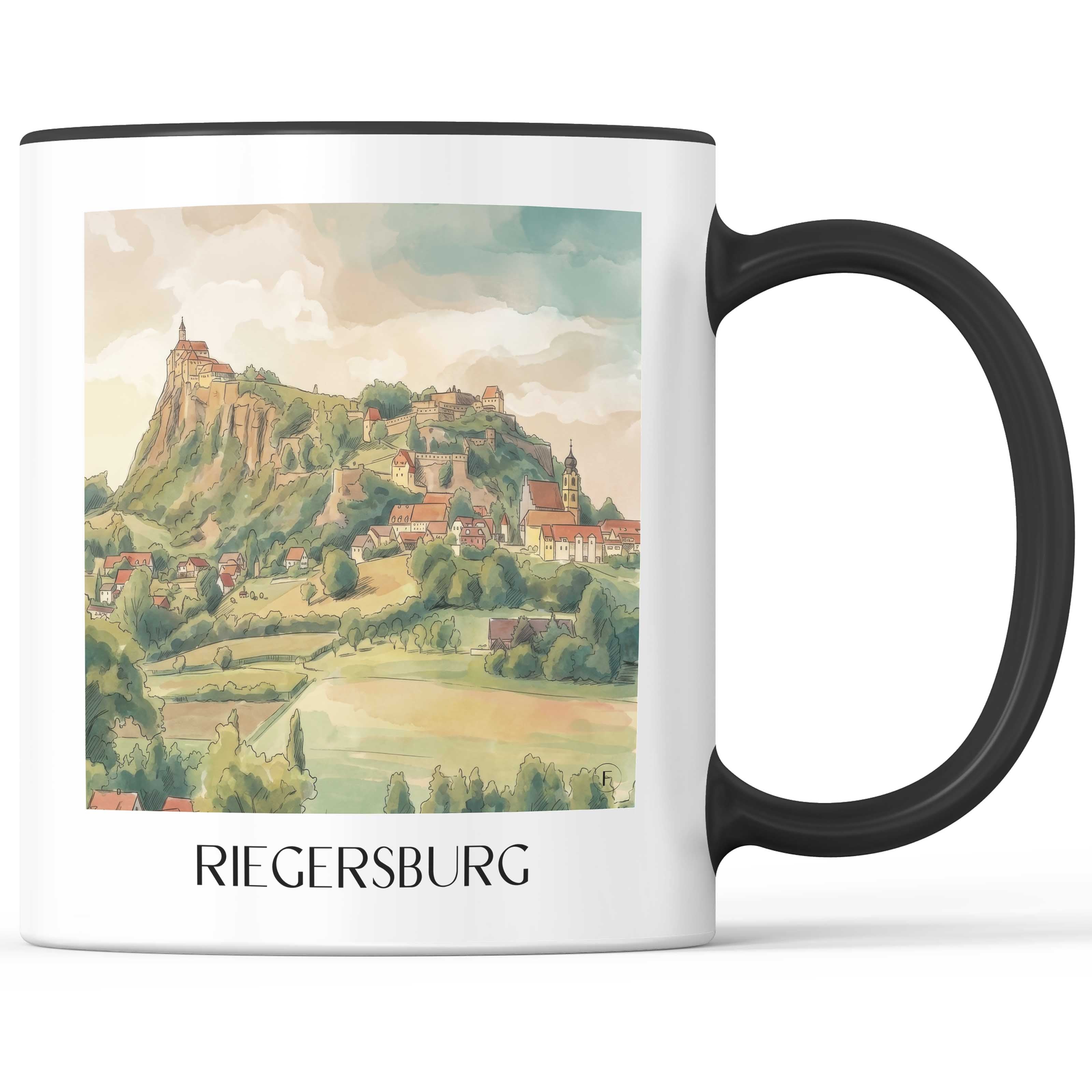 riegersburg-steiermark-österreich-kaffeebecher-aquarell