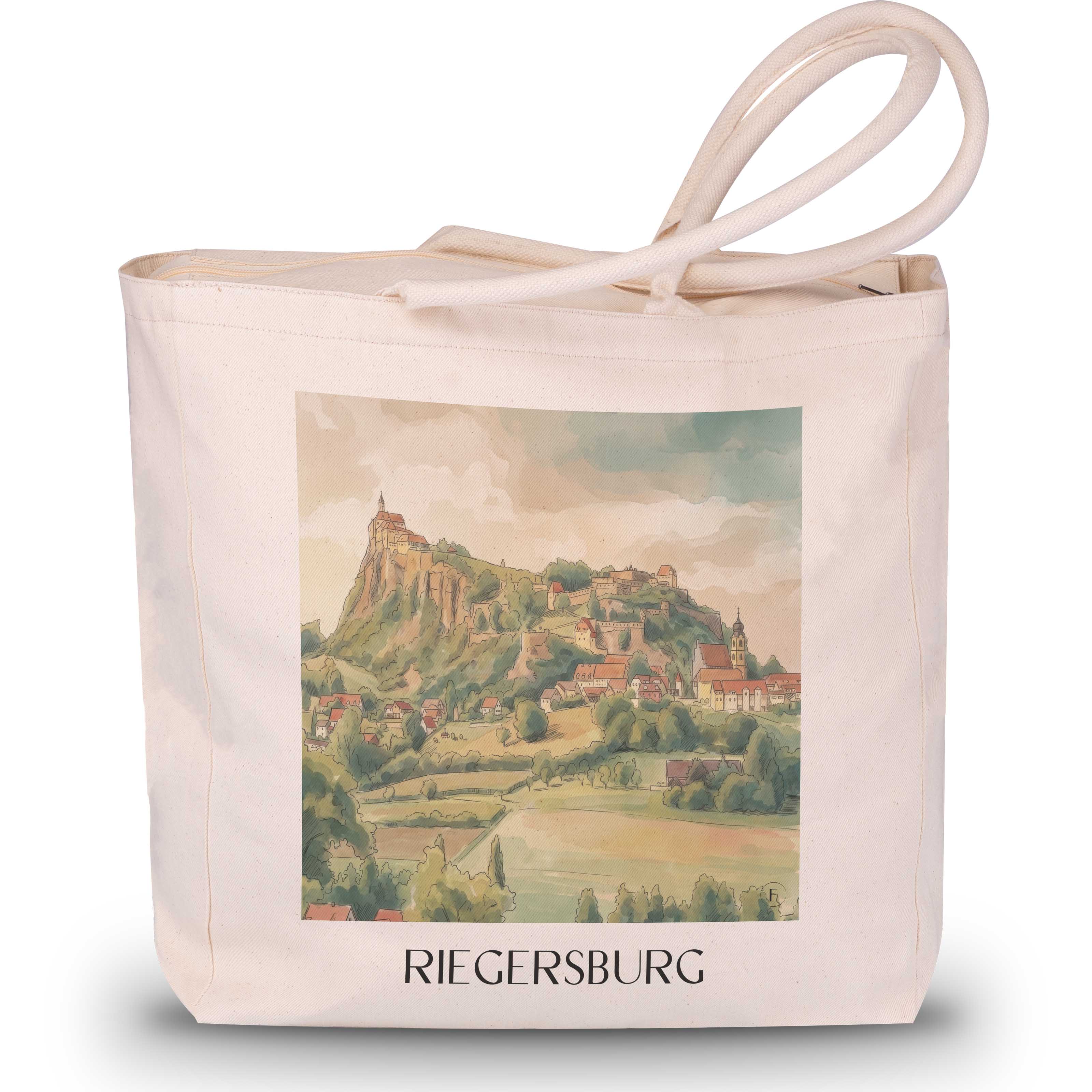 Riegersburg Shopping Tasche - Steiermark - Österreich Tote Bag - Einkaufstasche im Aquarell Stil - favplace