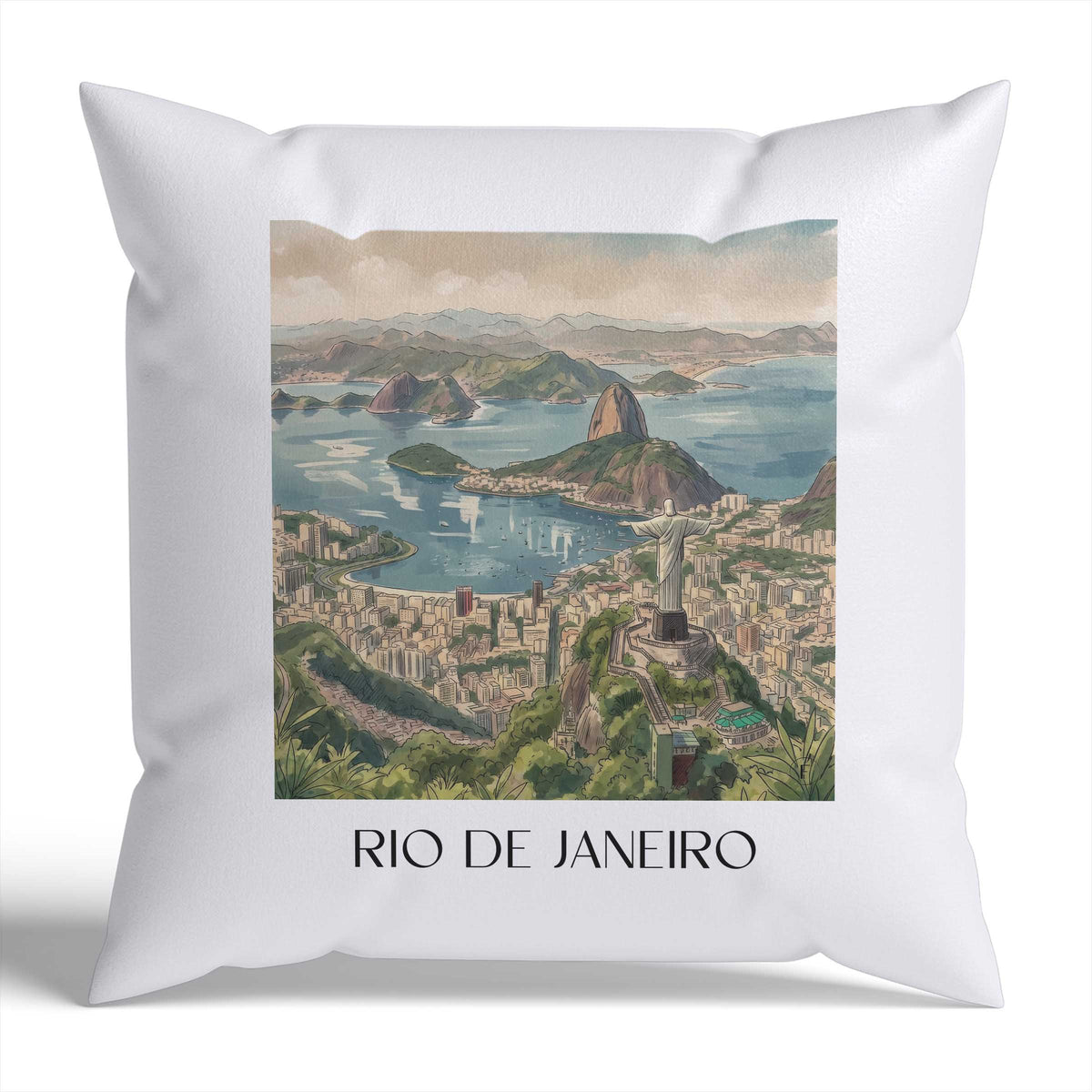 Rio de Janeiro Kissenhülle - Zierkissen Bezug - Brasilien - Brasilien Kissen bzw. Kissenbezug im Aquarell Stil - favplace