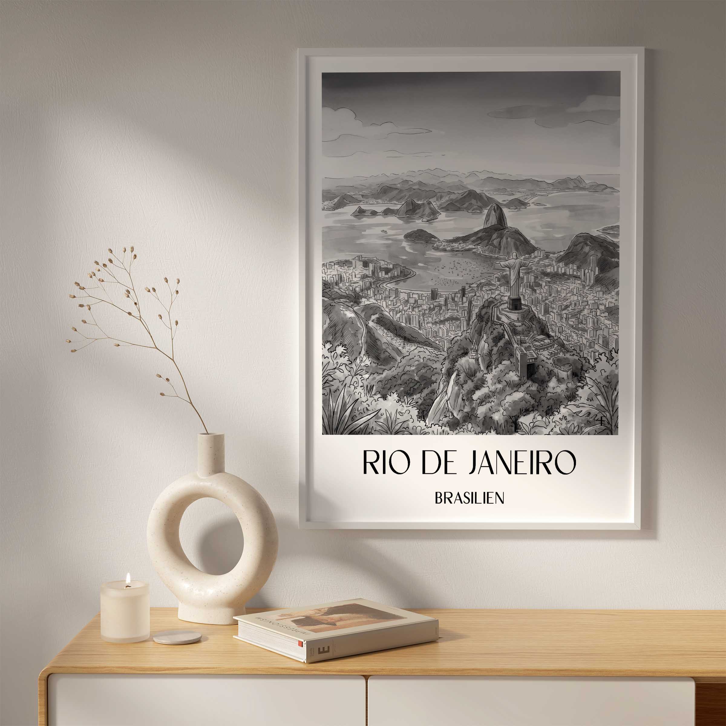 rio-de-janeiro-brasilien-poster-aquarell-schwarz-weiss