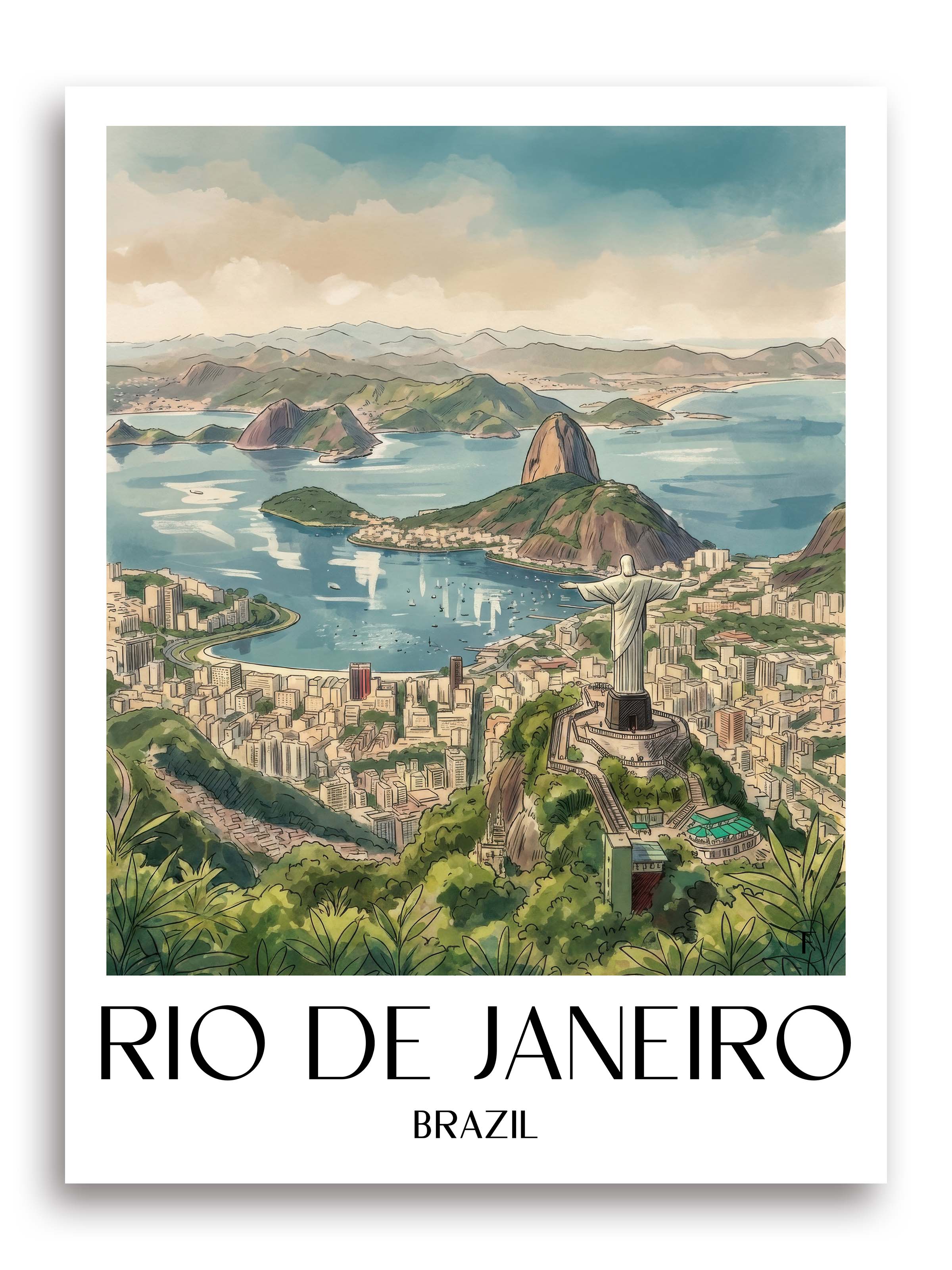 Rio de Janeiro Poster - Brasilien Kunstdruck - Aquarell von A4 bis A1 - favplace