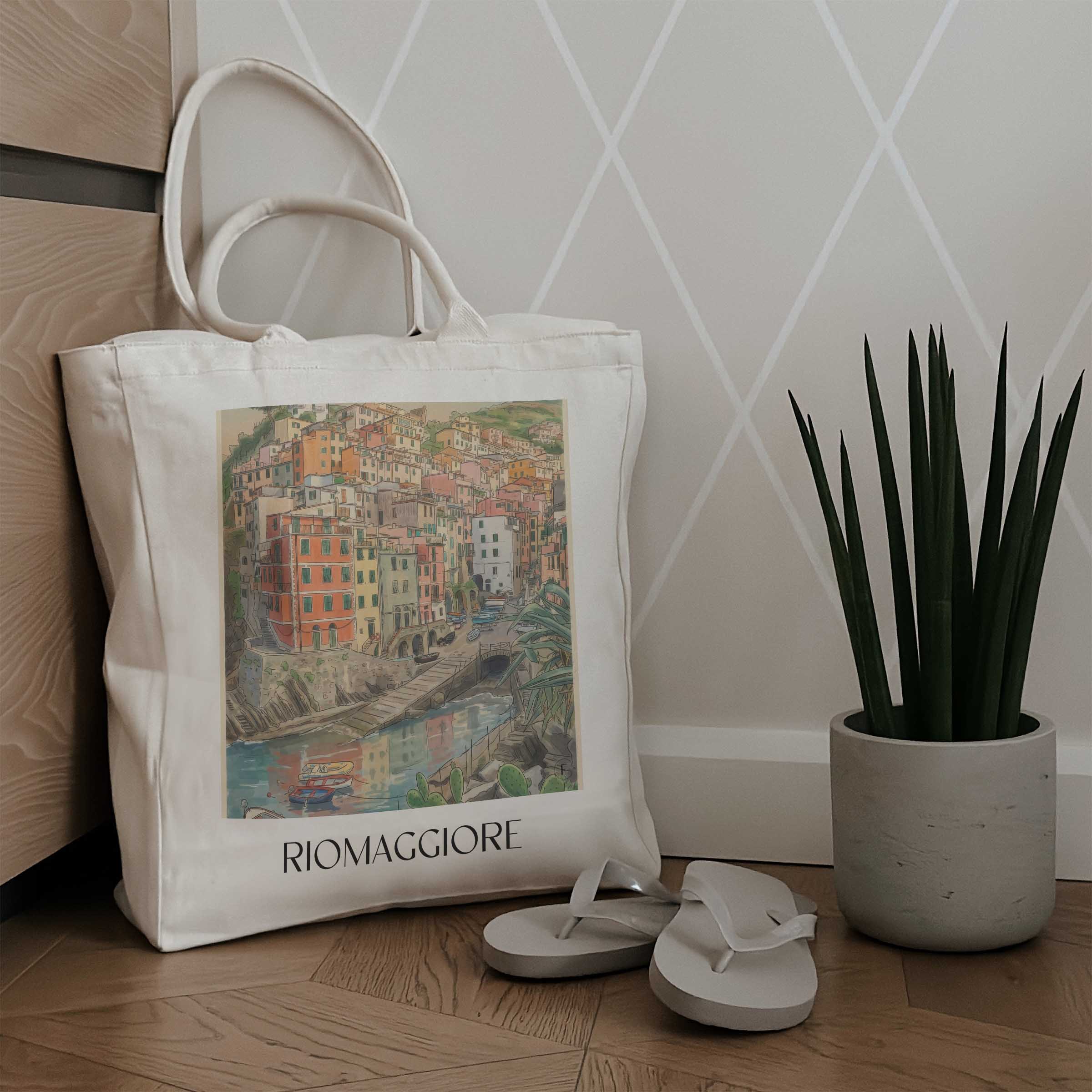 riomaggiore-cinque-terre-italien-einkaufstasche-aquarell