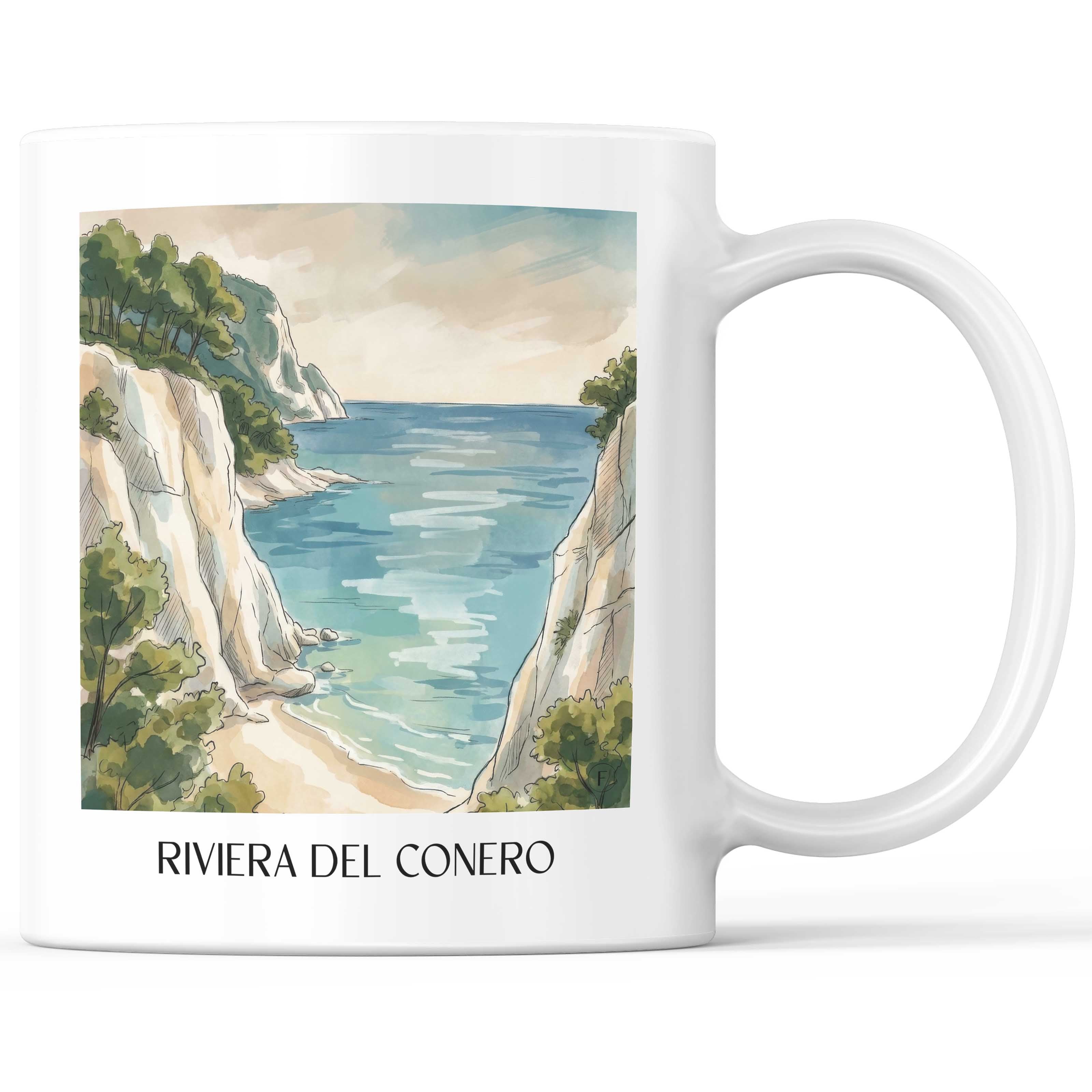 Riviera del Conero Kaffeebecher - Sirolo - Italien Becher - Kaffeetasse im Aquarell Stil - favplace
