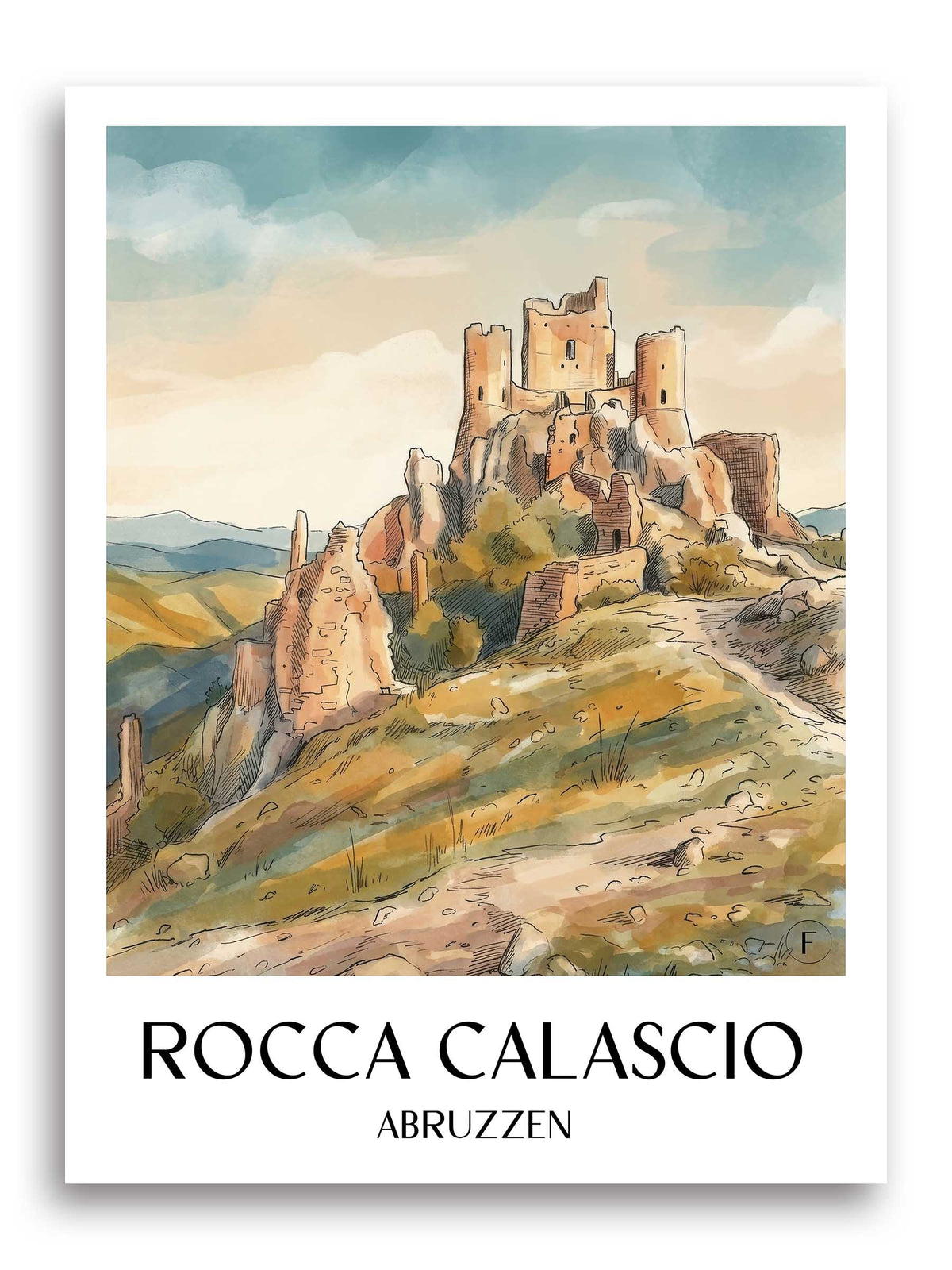 rocca-calascio-abruzzen-italien-poster-aquarell