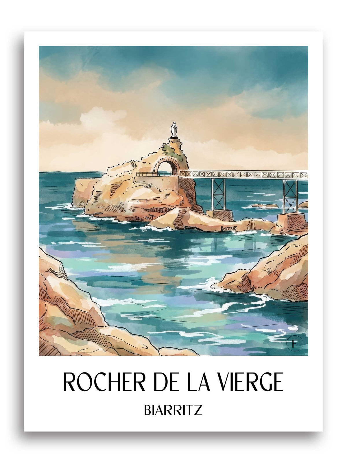 rocher-de-la-vierge-biarritz-frankreich-poster-aquarell