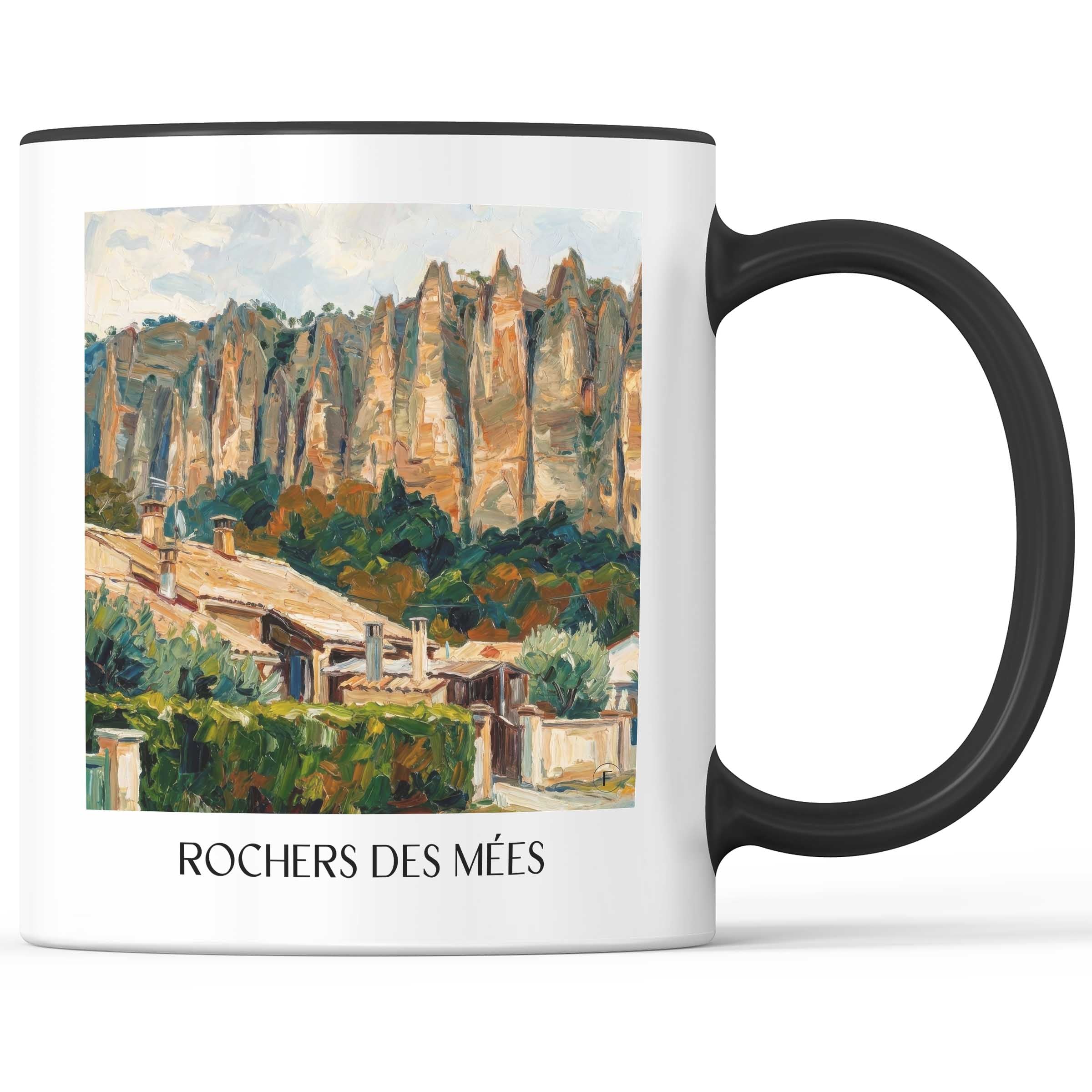 Rochers des Mées Kaffeebecher - Provence - Frankreich Becher - Kaffeetasse im Ölgemälde Stil - favplace