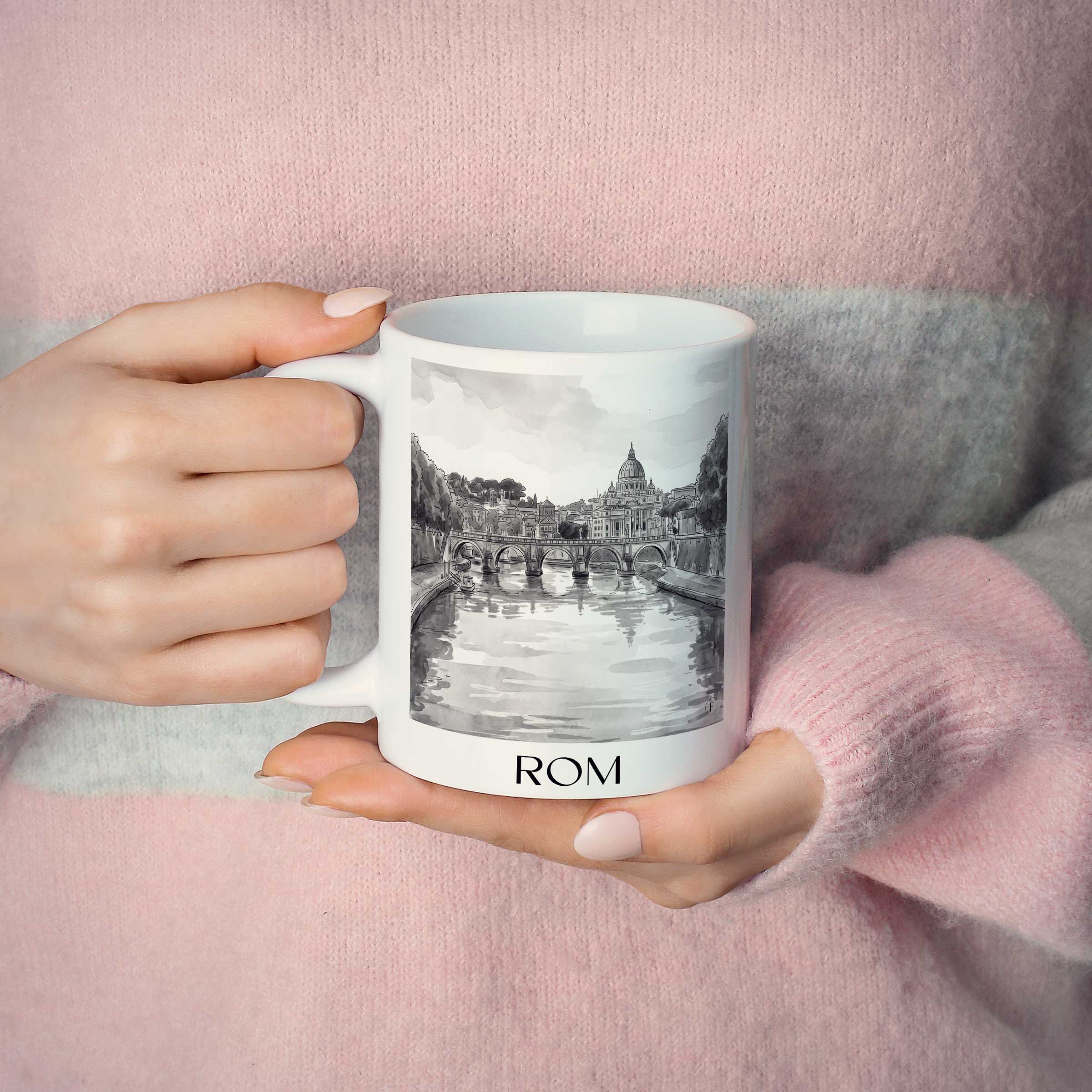 rom-italien-kaffeebecher-aquarell-schwarz-weiss