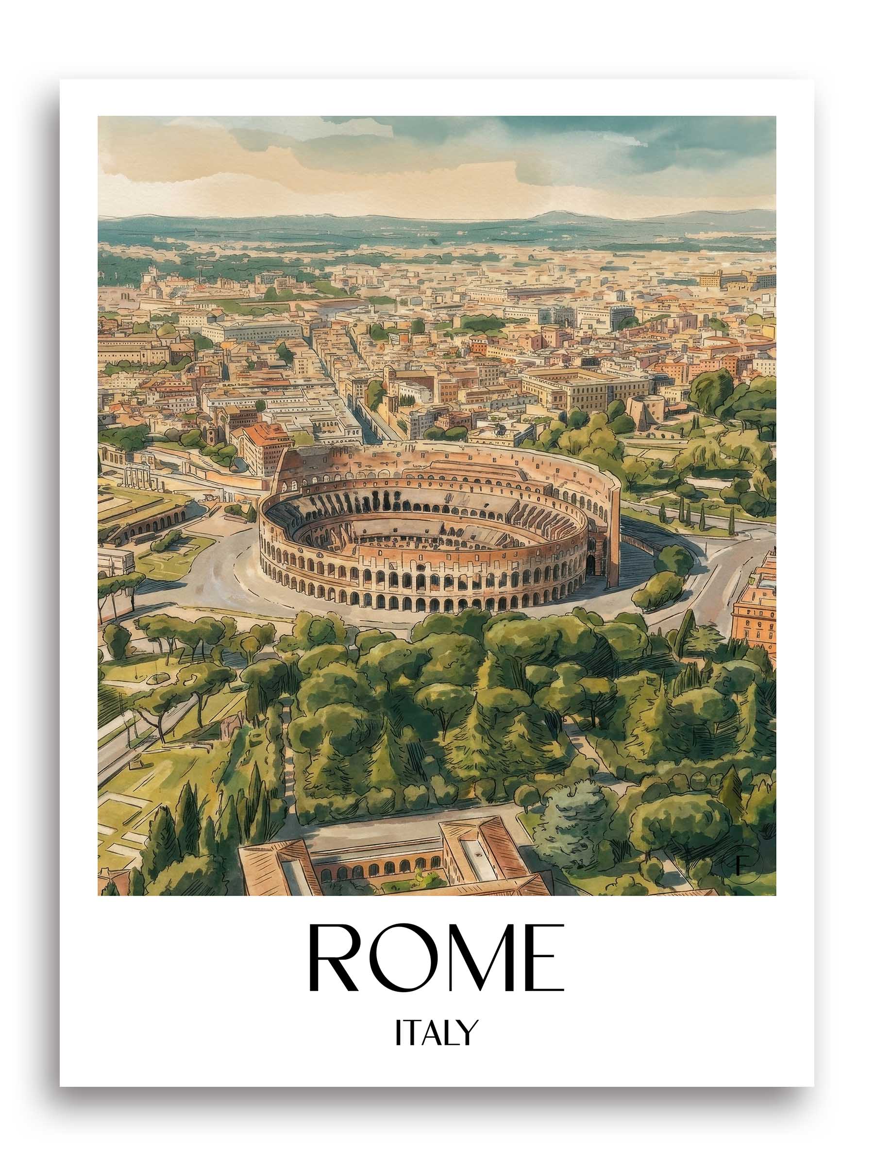 Rom Poster - Italien - Italien Kunstdruck - Aquarell von A4 bis A1 - favplace