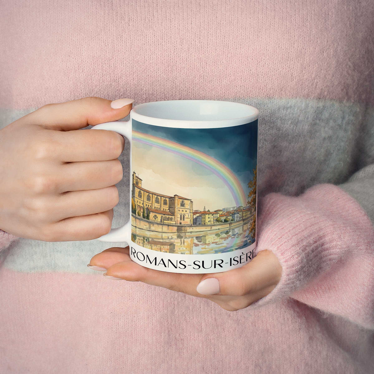 romans-sur-isère-drôme-frankreich-kaffeebecher-aquarell