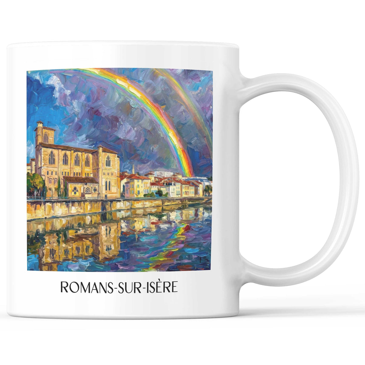 Romans-sur-Isère Kaffeebecher - Drôme - Frankreich Becher - Kaffeetasse im Ölgemälde Stil - favplace