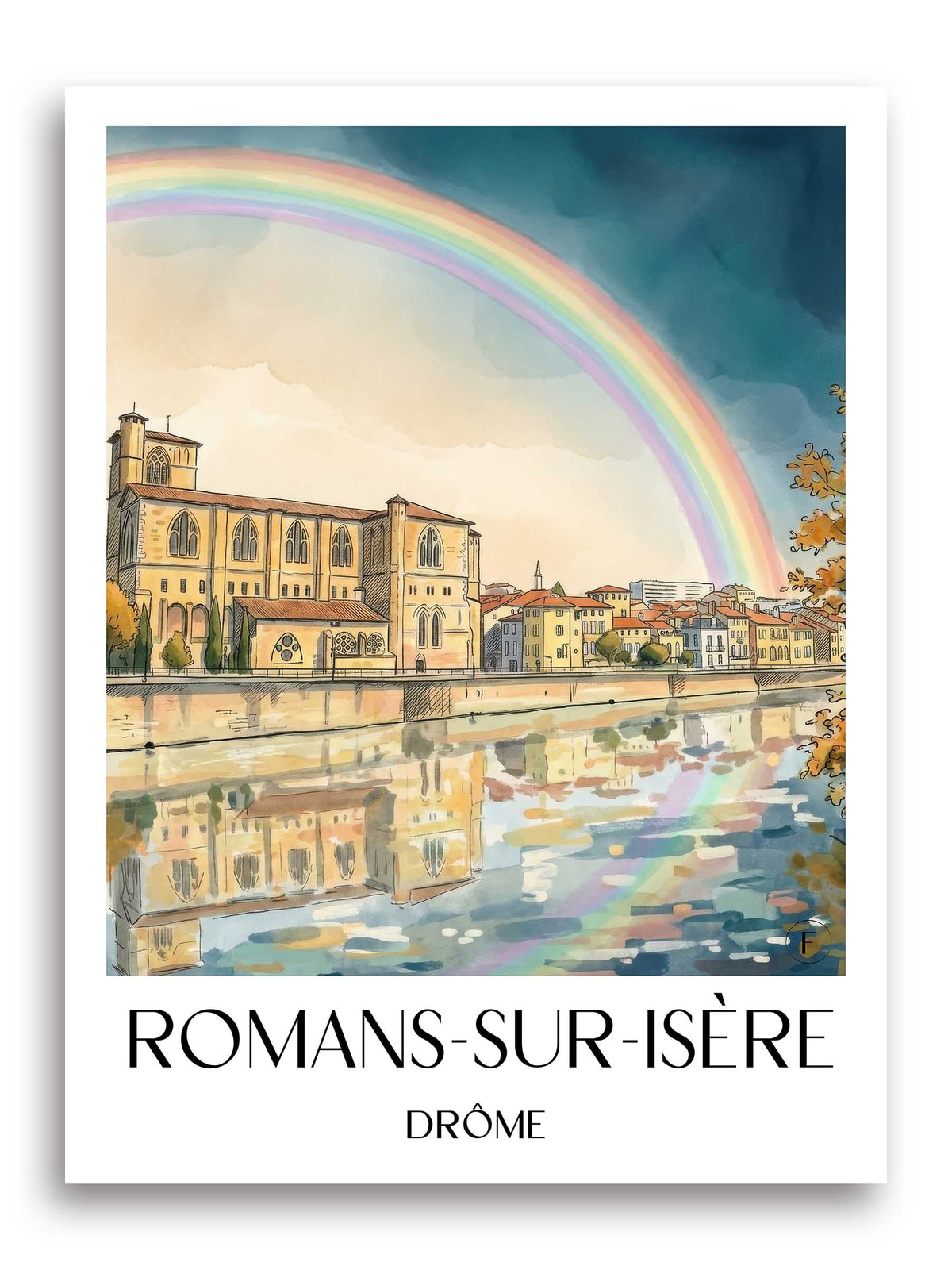 Romans-sur-Isère Poster - Drôme - Frankreich Kunstdruck - Aquarell von A4 bis A1 - favplace