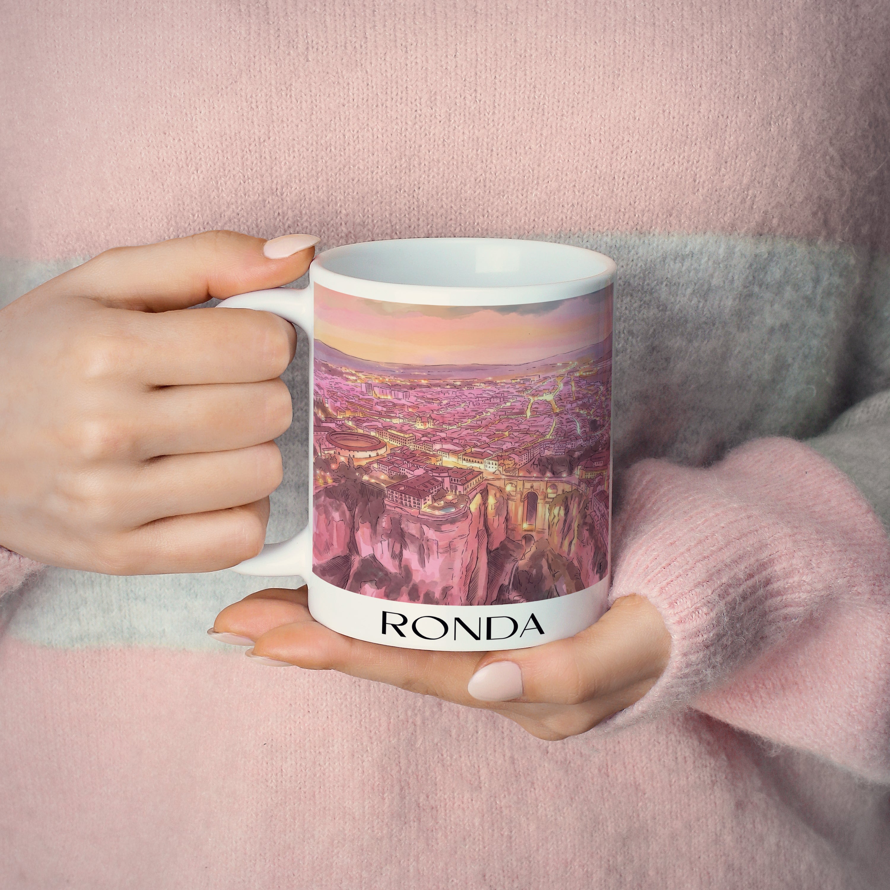 ronda-spanien-spanien-kaffeebecher-aquarell-pink-rosa