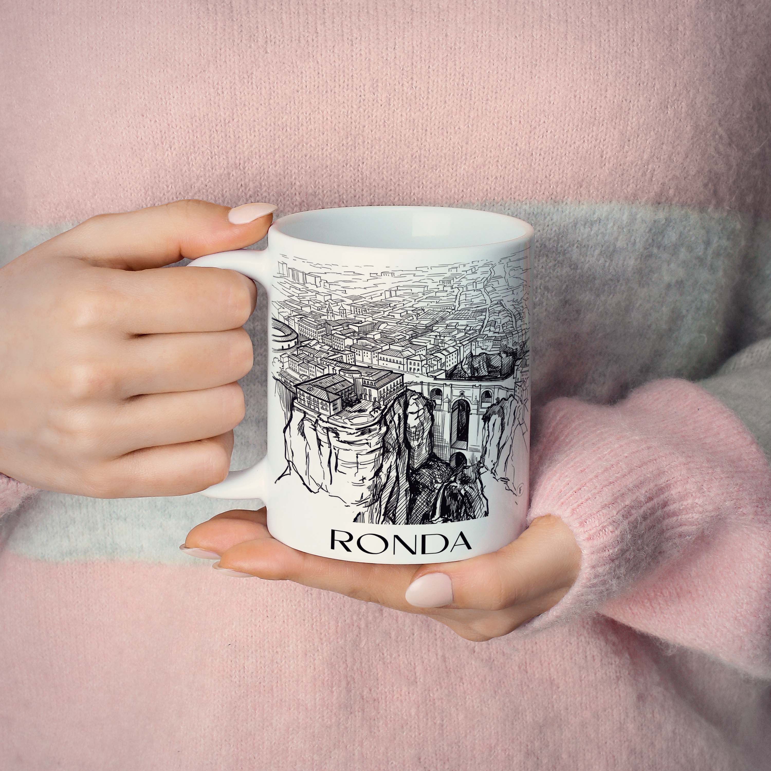 ronda-spanien-spanien-kaffeebecher-skizze