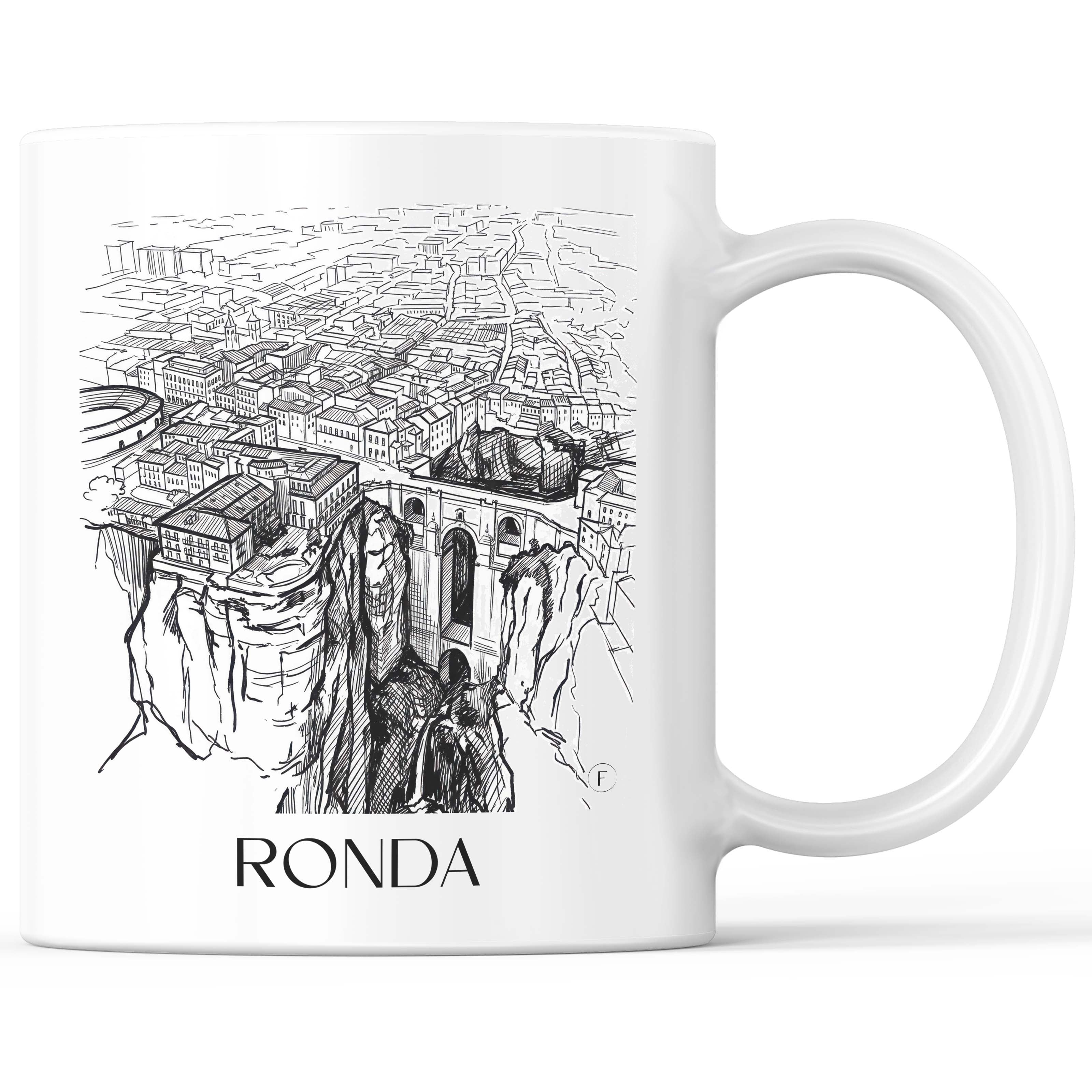 Ronda Kaffeebecher - Spanien - Spanien Becher - Kaffeetasse im Skizze Stil - favplace