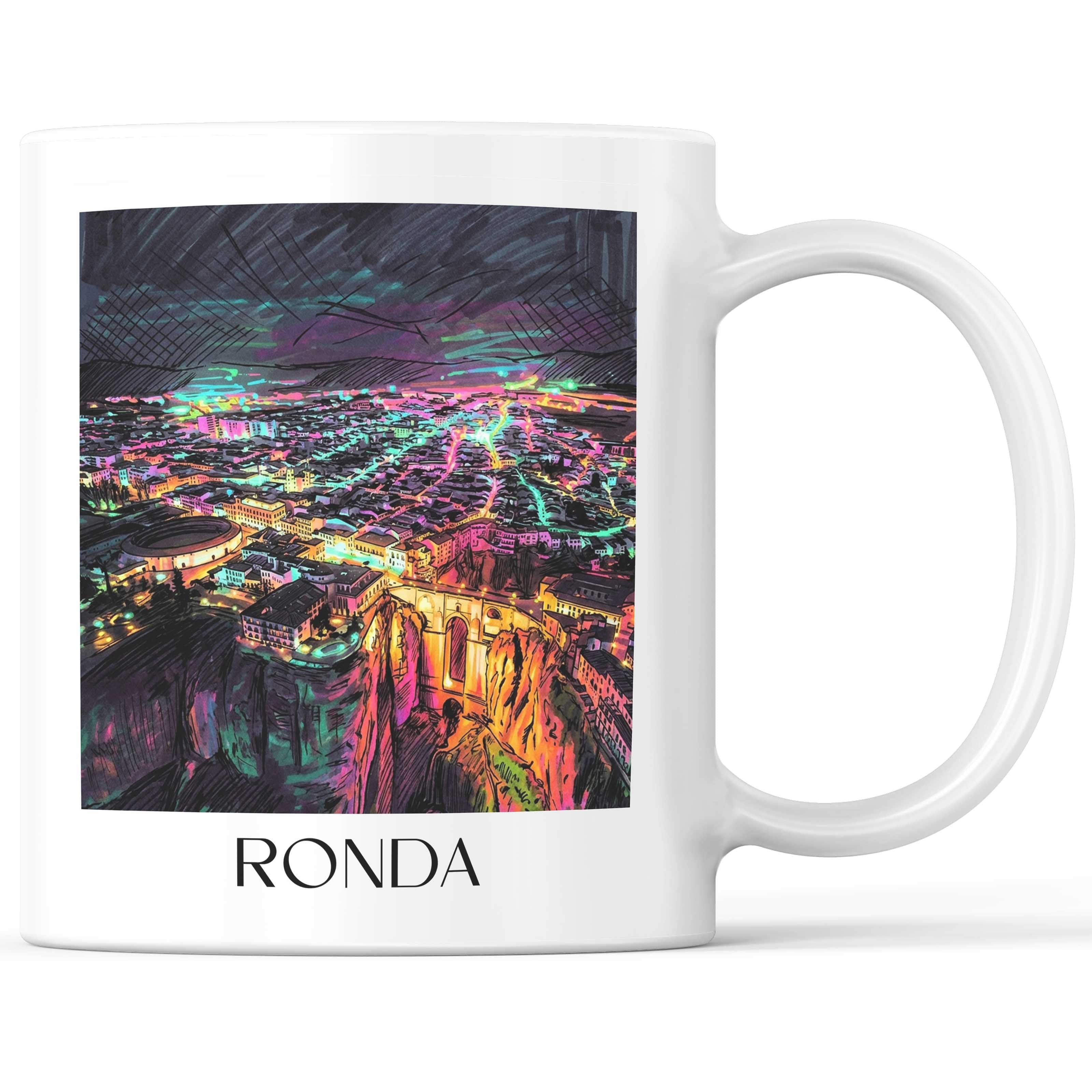 Ronda Kaffeebecher - Spanien - Spanien Becher - Kaffeetasse im Tag Graffiti Stil - favplace
