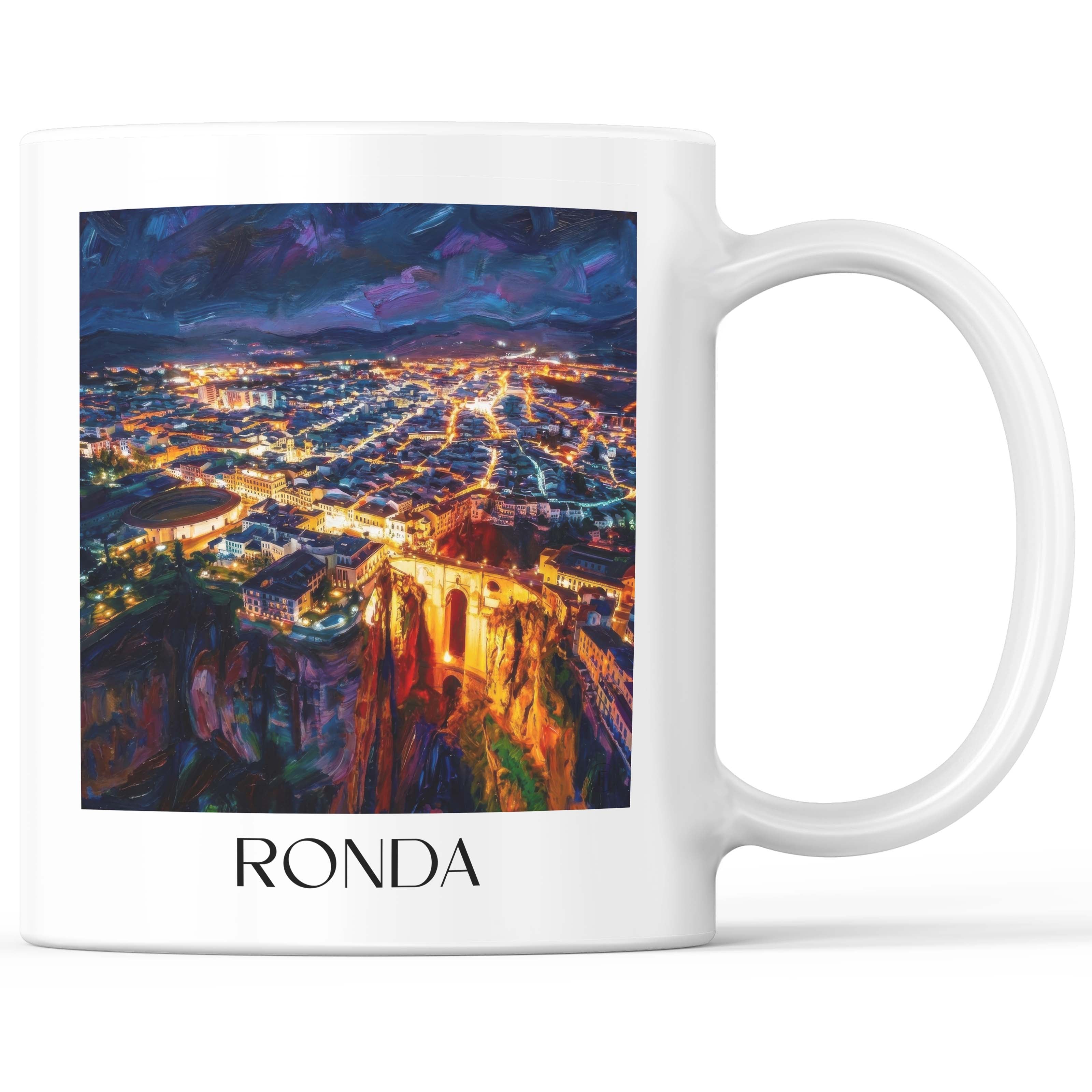 Ronda Kaffeebecher - Spanien - Spanien Becher - Kaffeetasse im Ölgemälde Stil - favplace