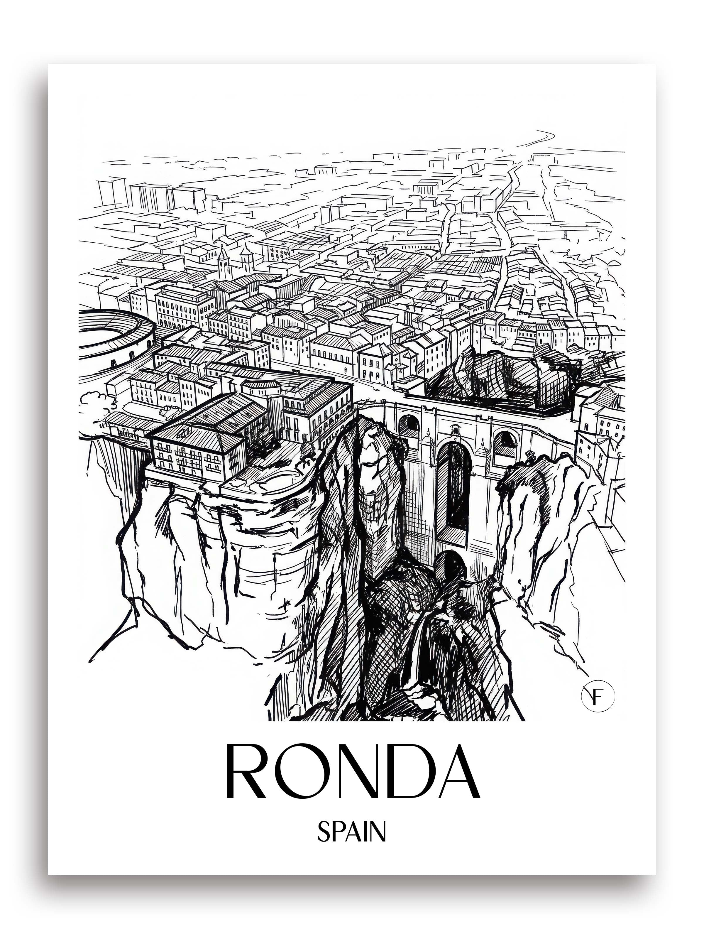 Ronda Poster - Spanien - Spanien und Spanien Kunstdruck - Skizze von A4 bis A1 - favplace