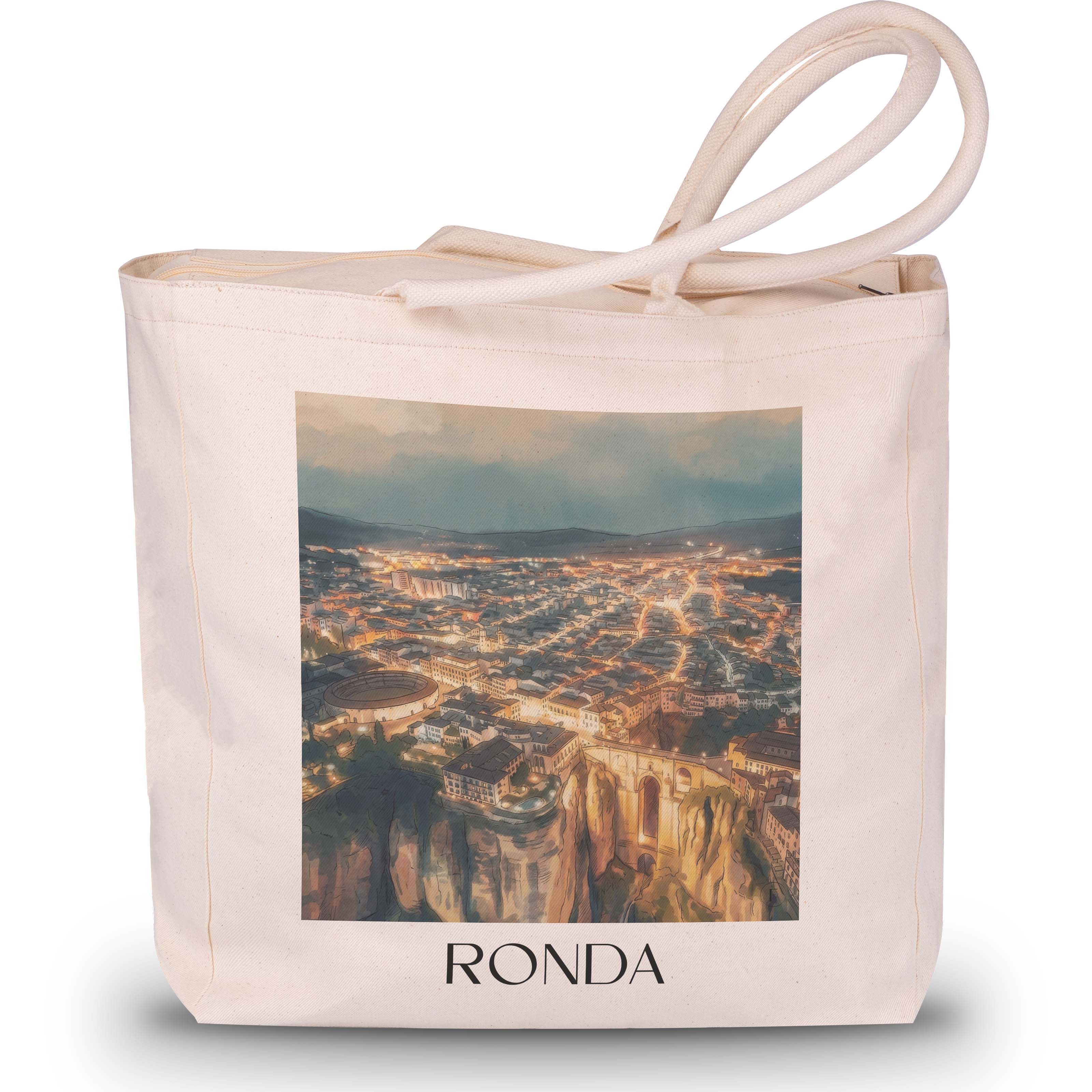 Ronda Shopping Tasche - Spanien - Spanien Tote Bag - Einkaufstasche im Aquarell Stil - favplace